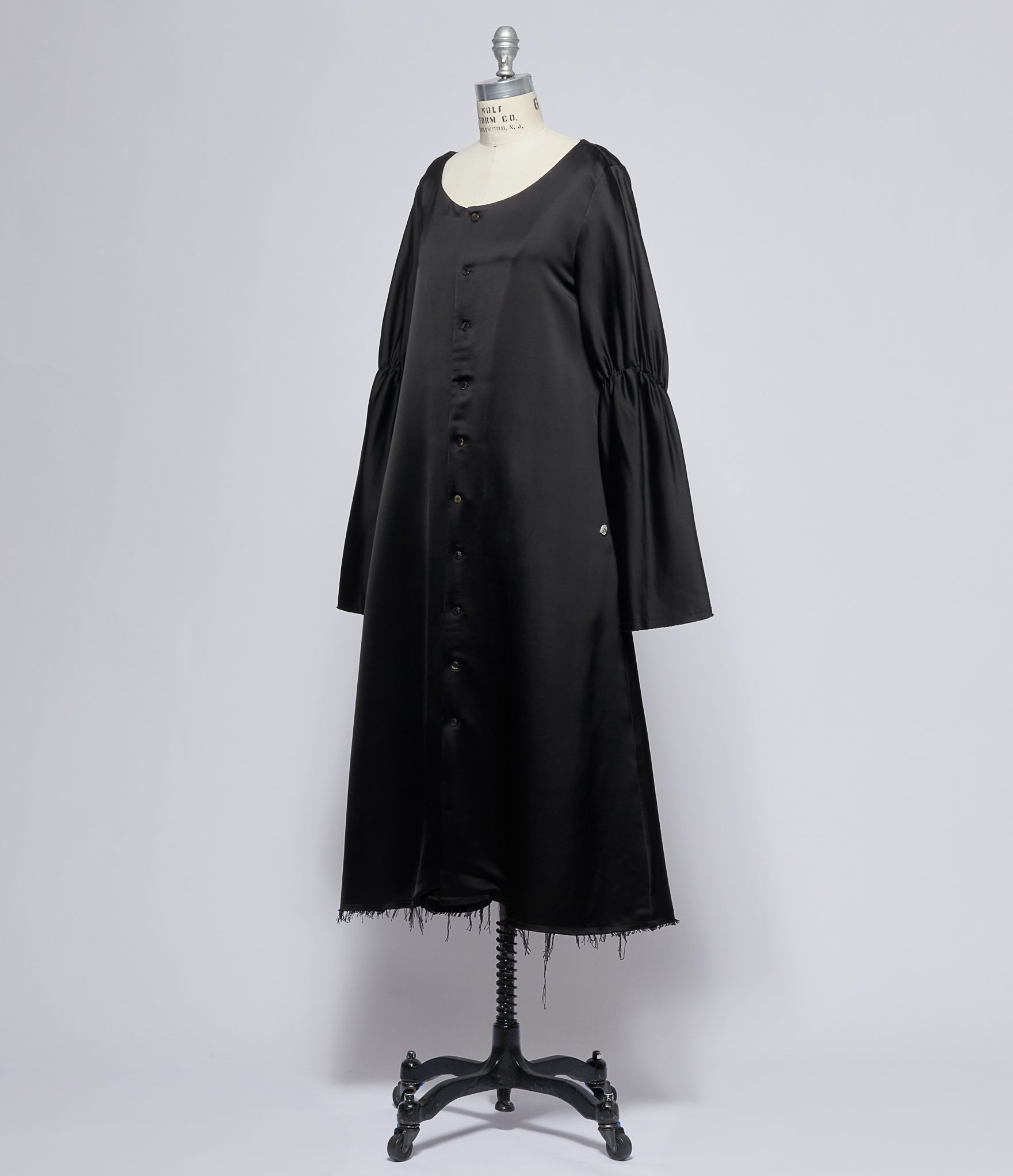 A Tentative Atelier Womens Black Shiny Bishop Elastic Dress