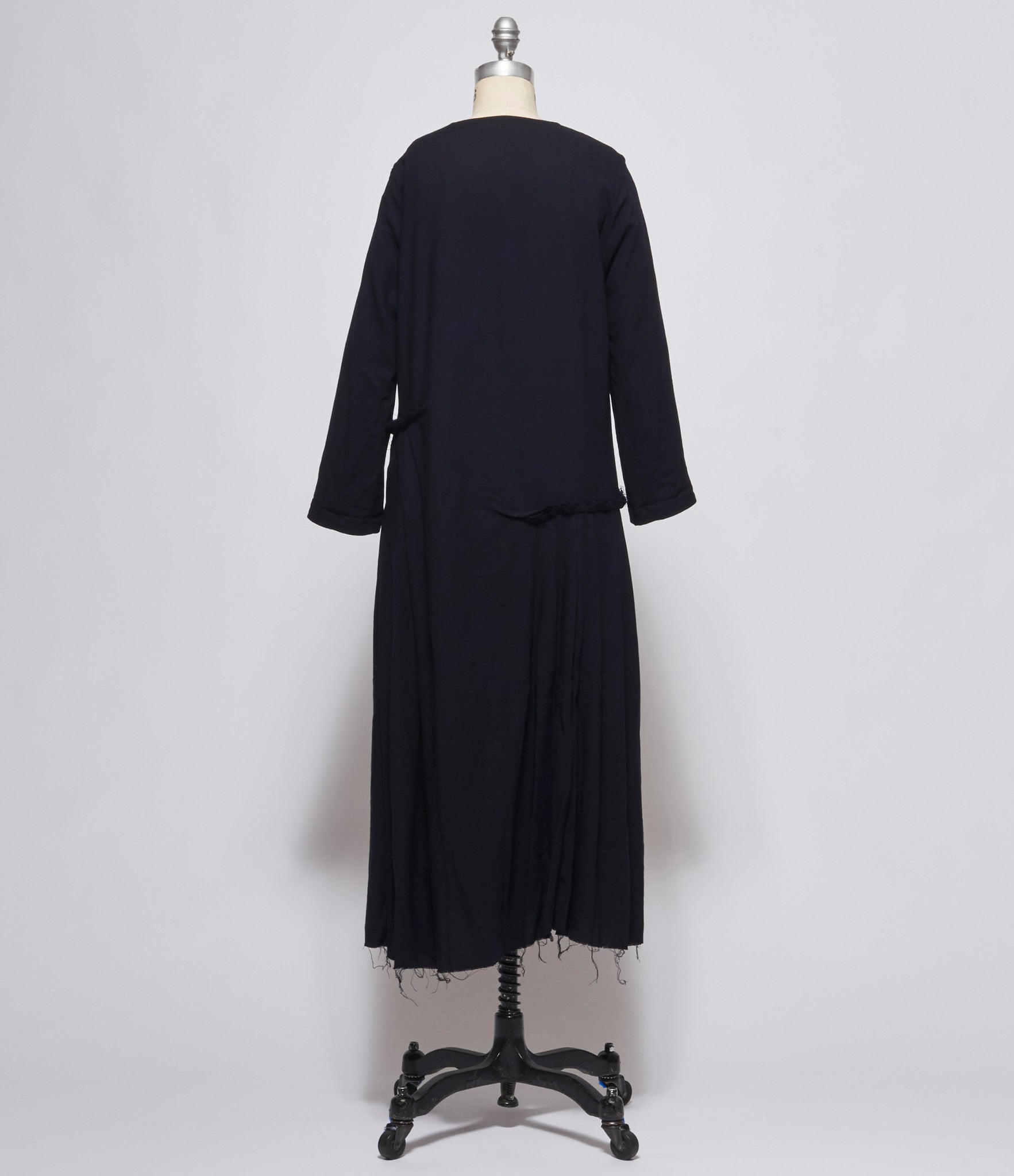 Atelier Suppan Womens Black Pleated Raw Cut Wool Dress