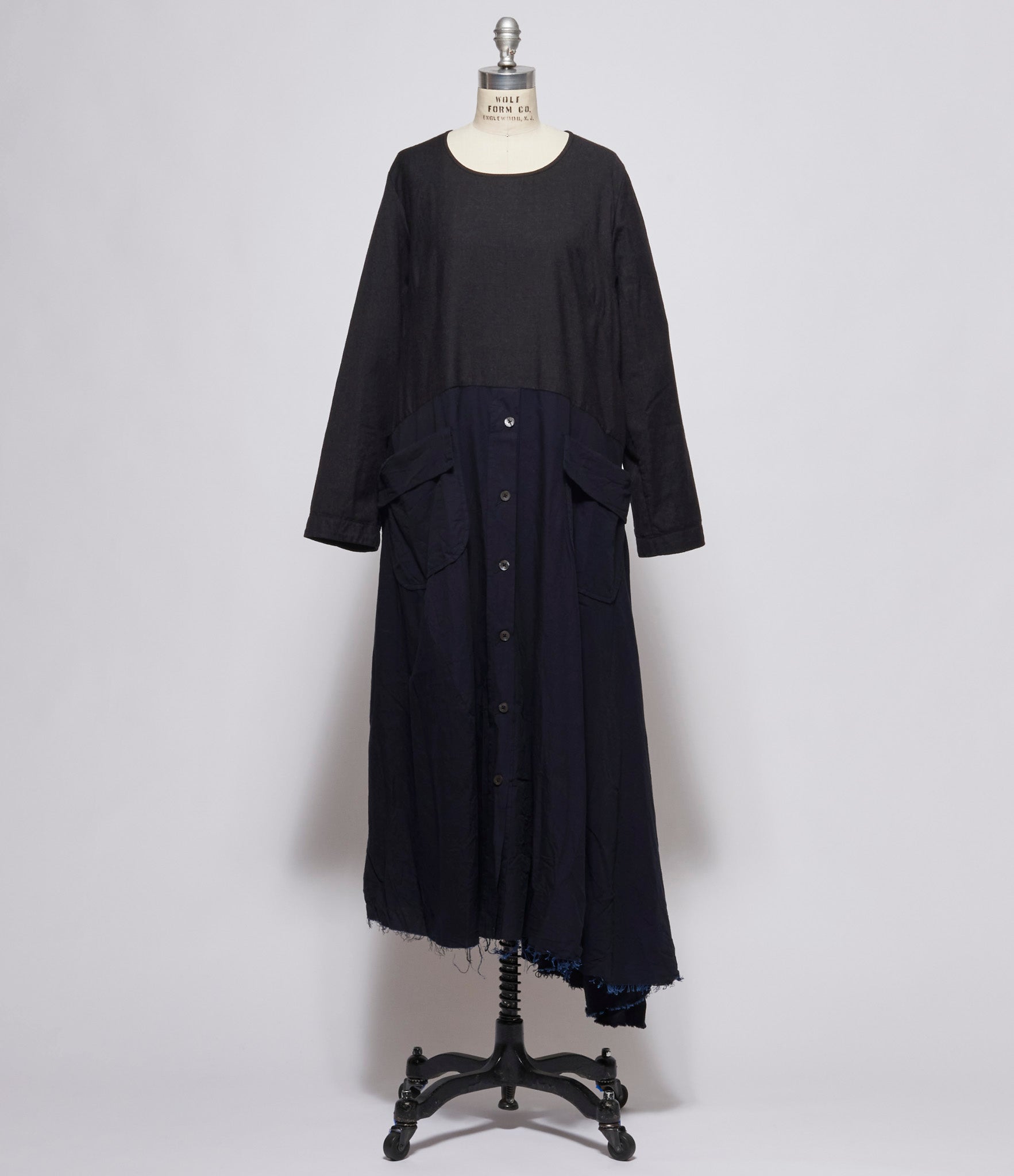 Atelier Suppan Womens Mixed Material Dress with Front Pockets
