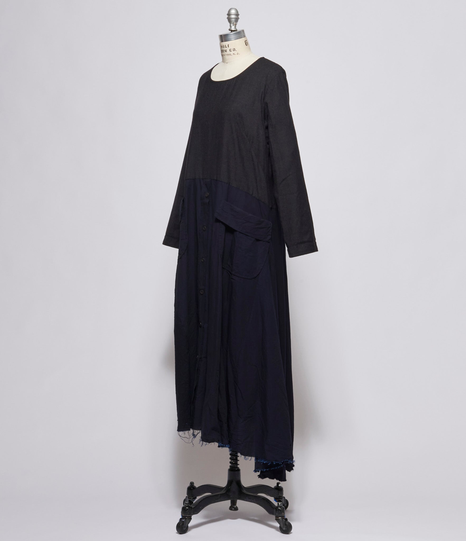 Atelier Suppan Womens Mixed Material Dress with Front Pockets