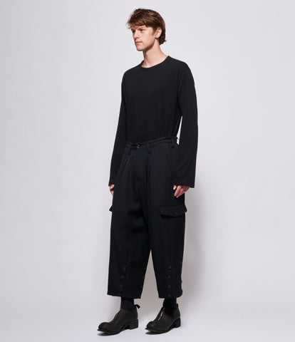 INK BKACK LINEN WOOL CLOTH Y-DECO F DRAPED P(XS Black): Yohji Yamamoto POUR  HOMME｜THE SHOP YOHJI YAMAMOTO