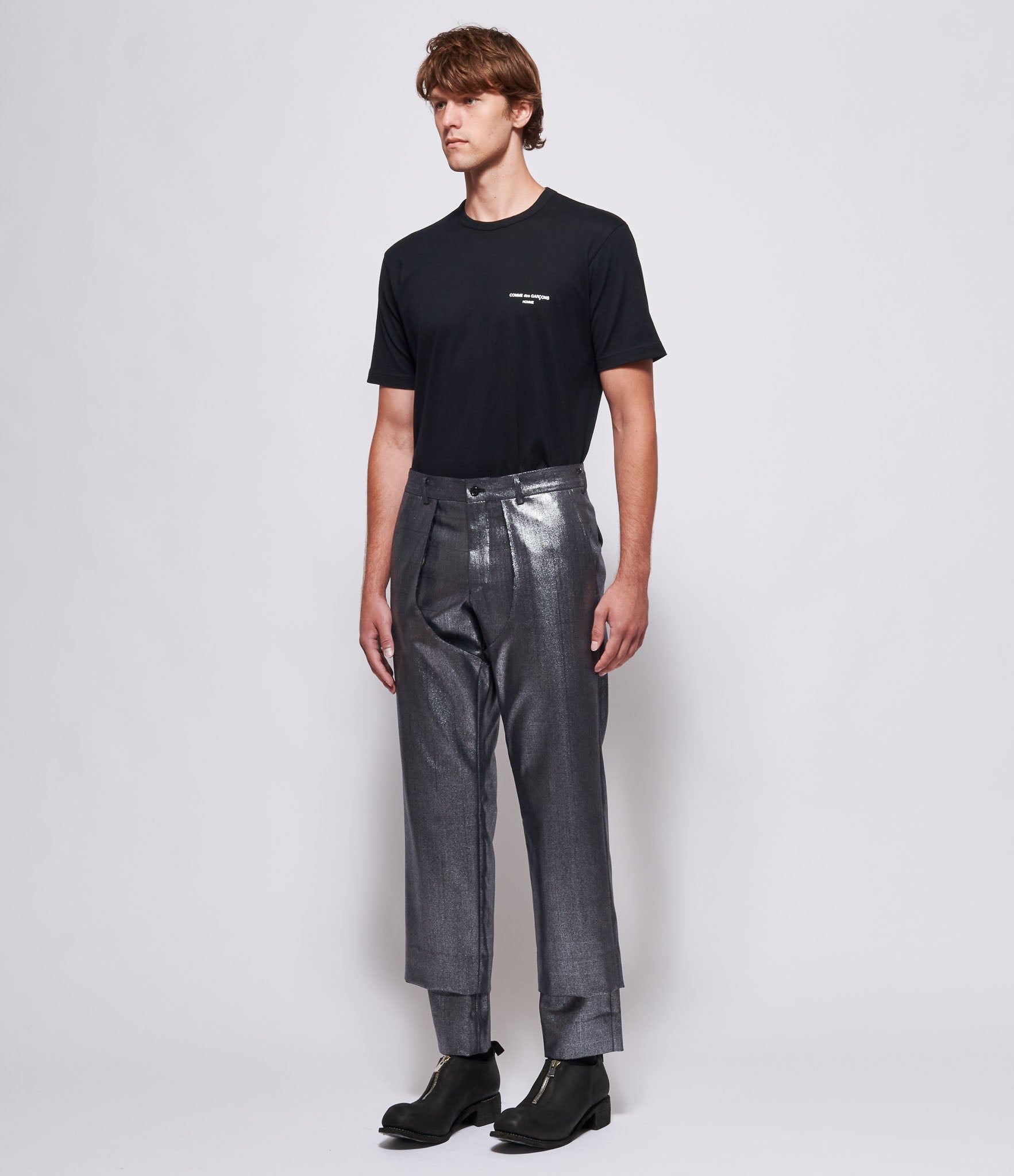 Comme Des Garcons Homme Plus Silver Double Layer Pants