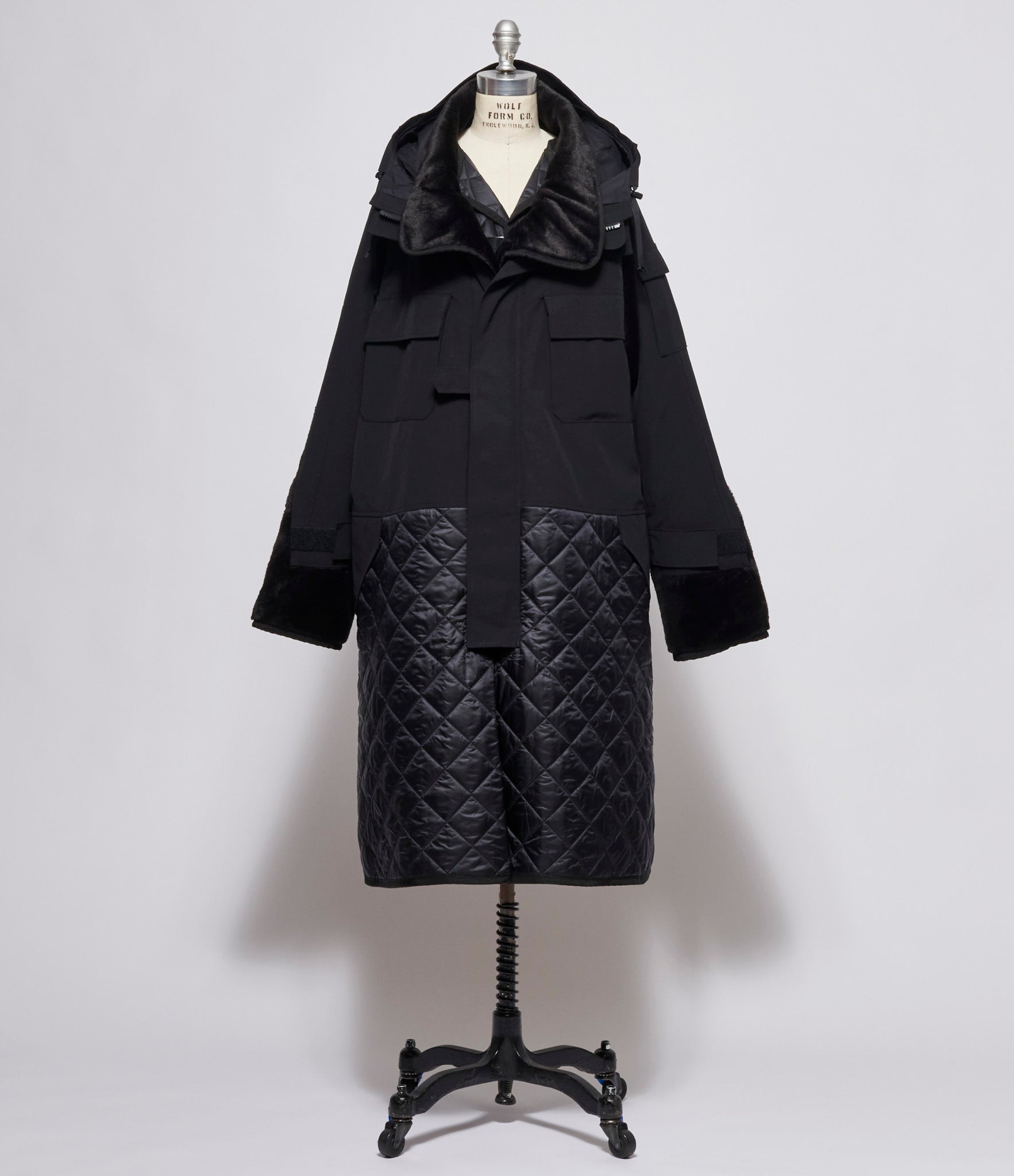 Junya Watanabe Womens Multilayer Faux Fur Coat