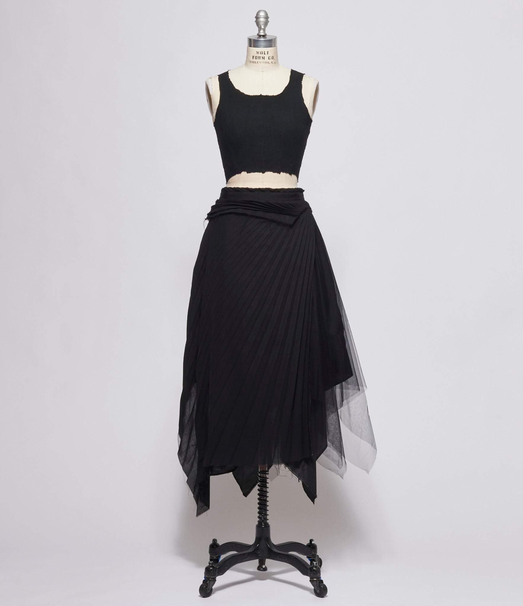 Marc Le Bihan Womens Black Tulle Skirt & Overlay Pleated Panel