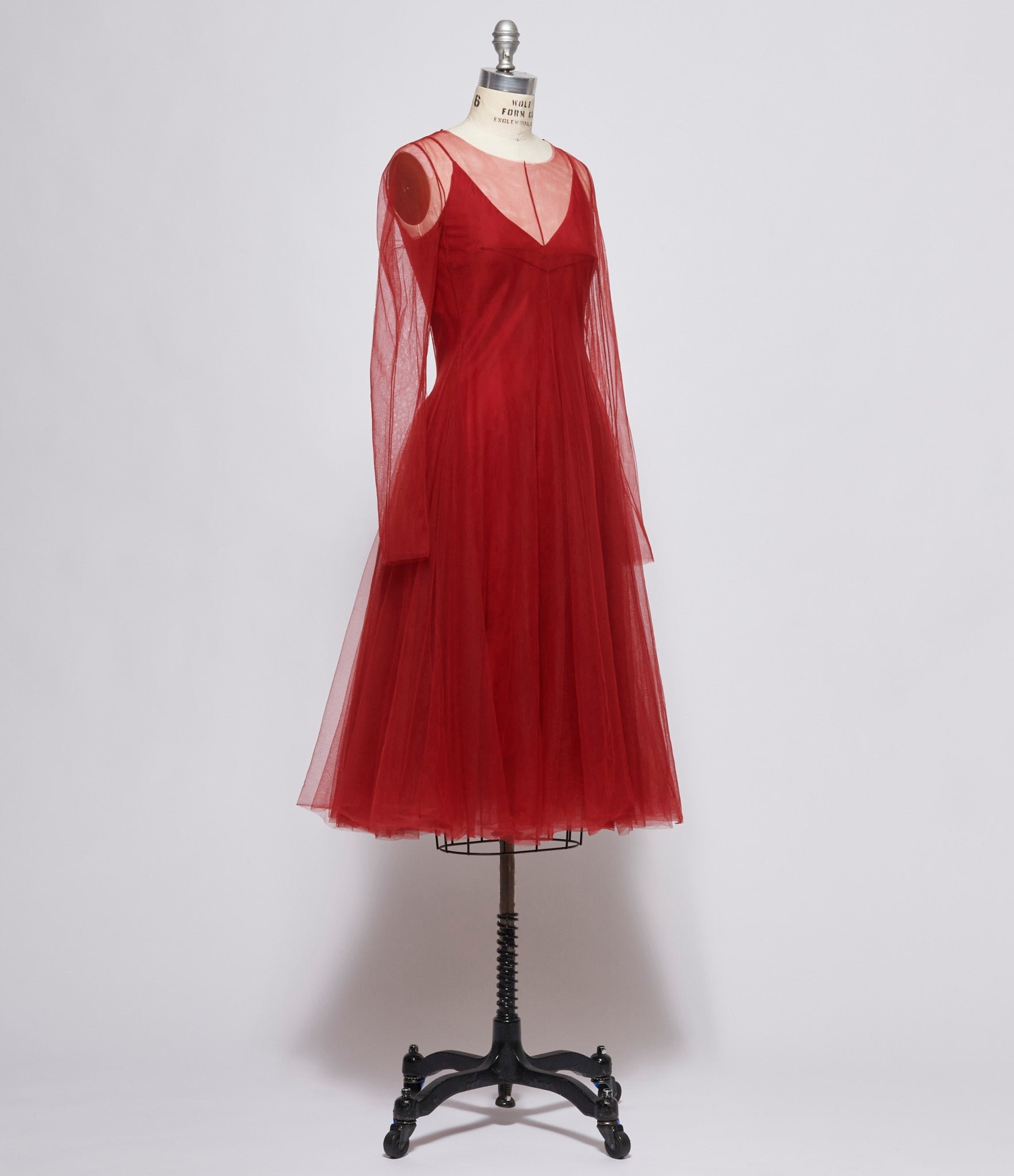 Marc Le Bihan Womens Red Gun Tulle Dress with Sleeves