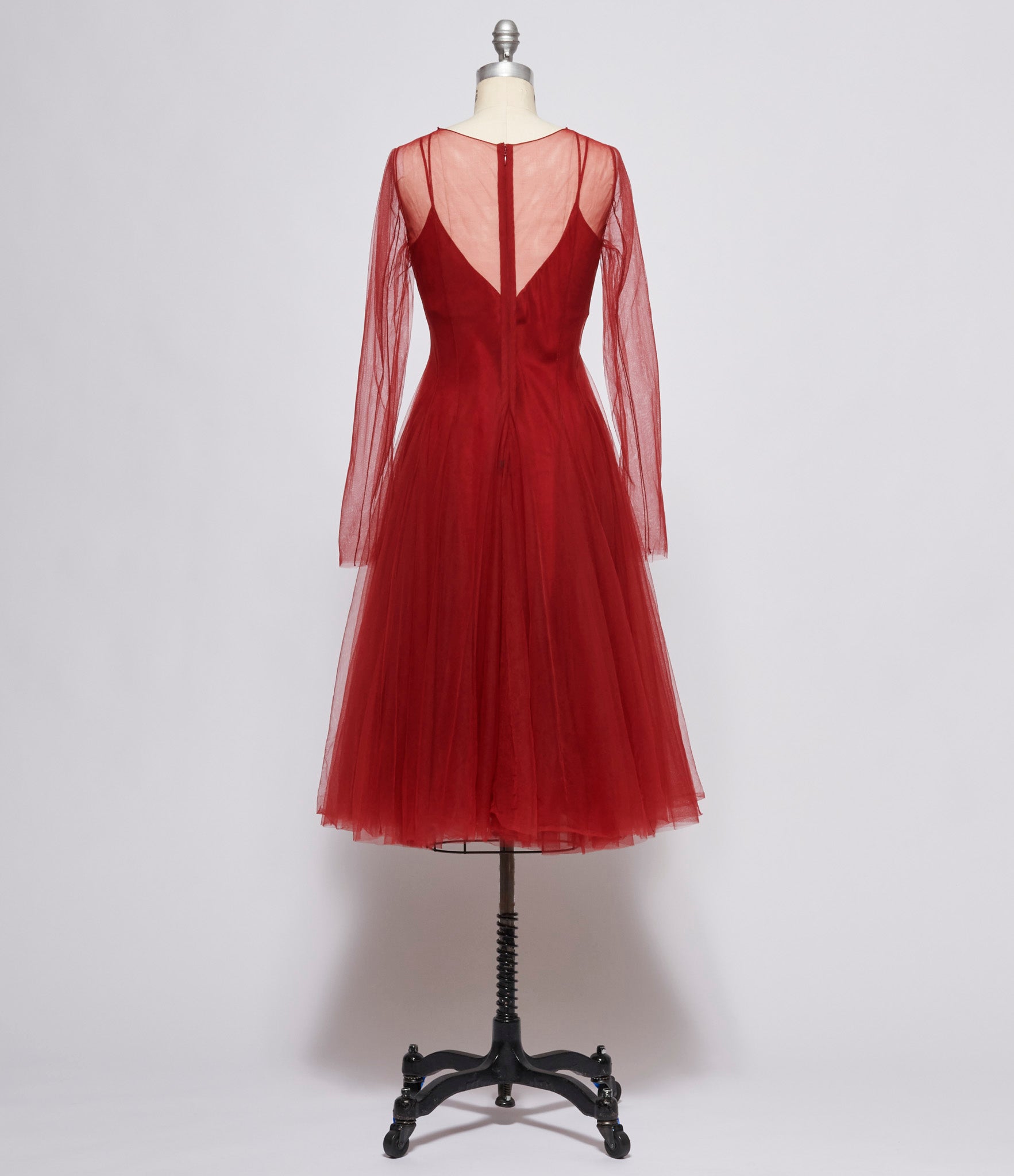 Marc Le Bihan Womens Red Gun Tulle Dress with Sleeves Marc Le Bihan Womens Red Gun Tulle Dress with Sleeves