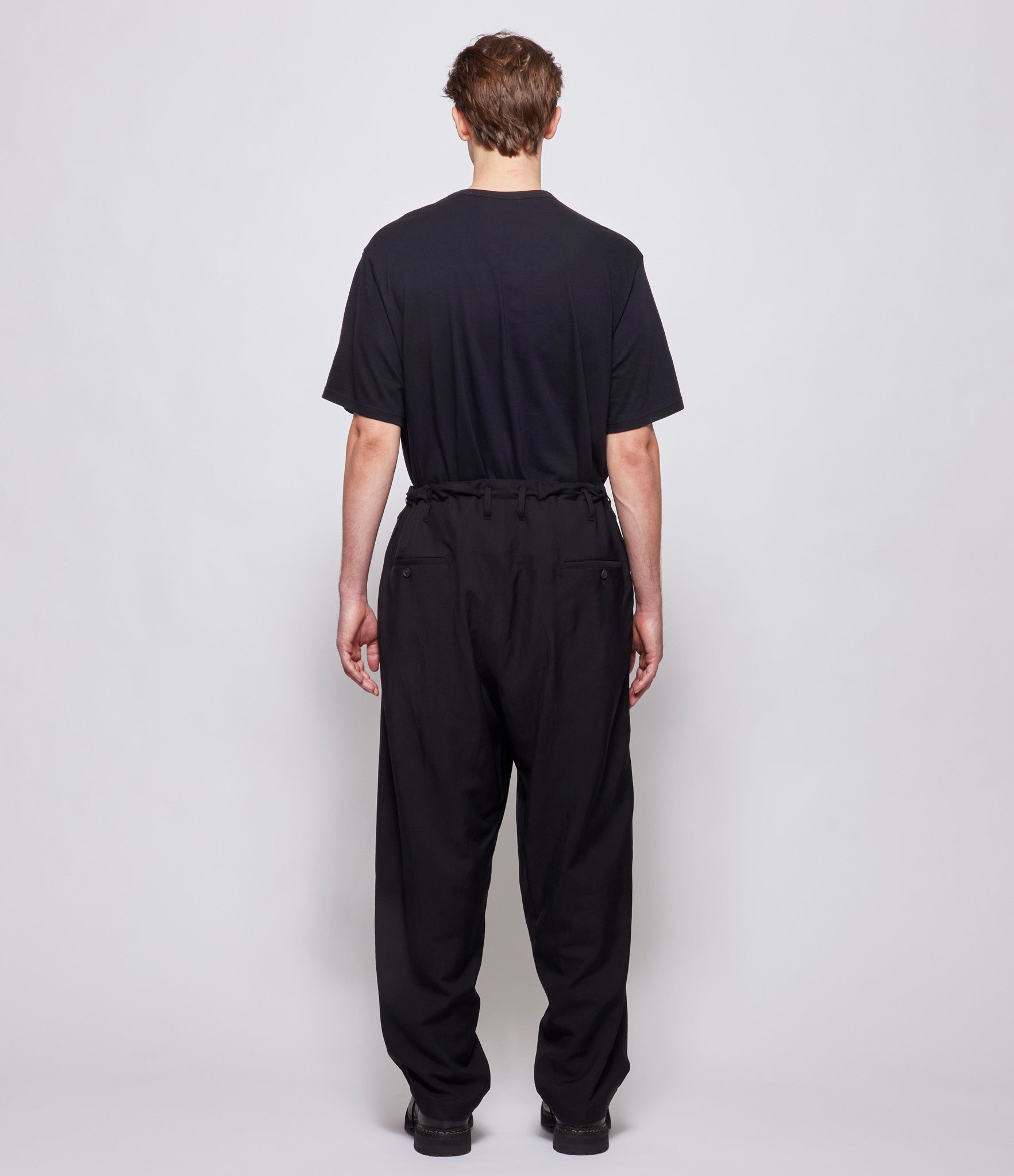 Yohji Yamamoto Pour Homme Black U-Side Seam Tuck Pants