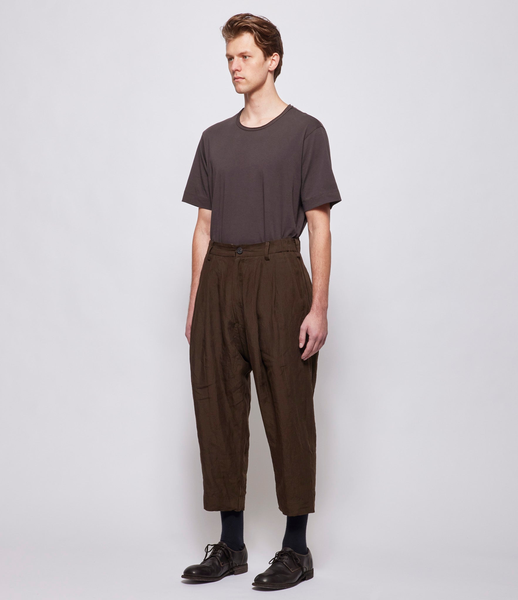 Ziggy Chen Mens Pleated Drop-Crotched Trousers