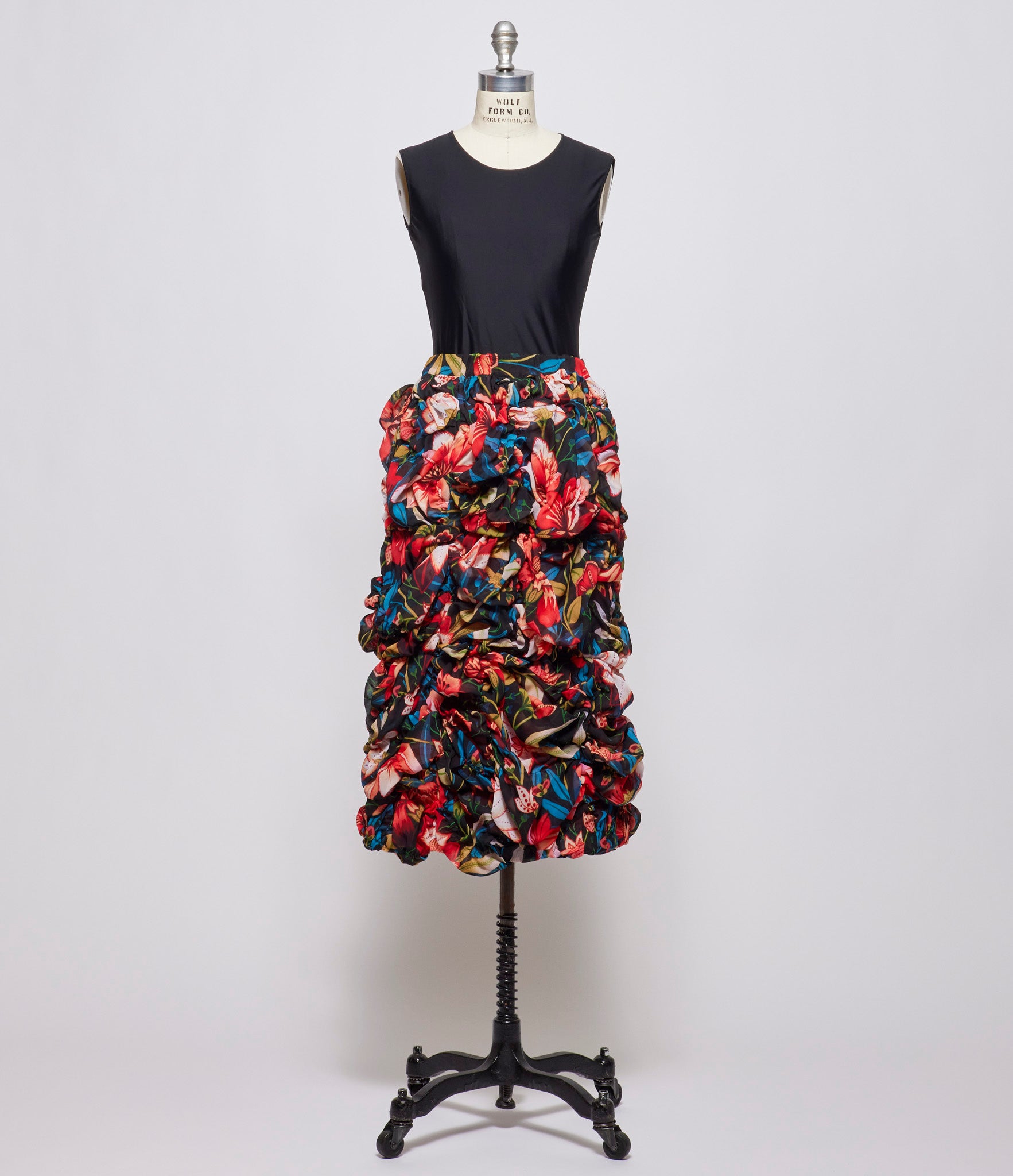 Comme Des Garcon Womens Ruched Floral Skirt