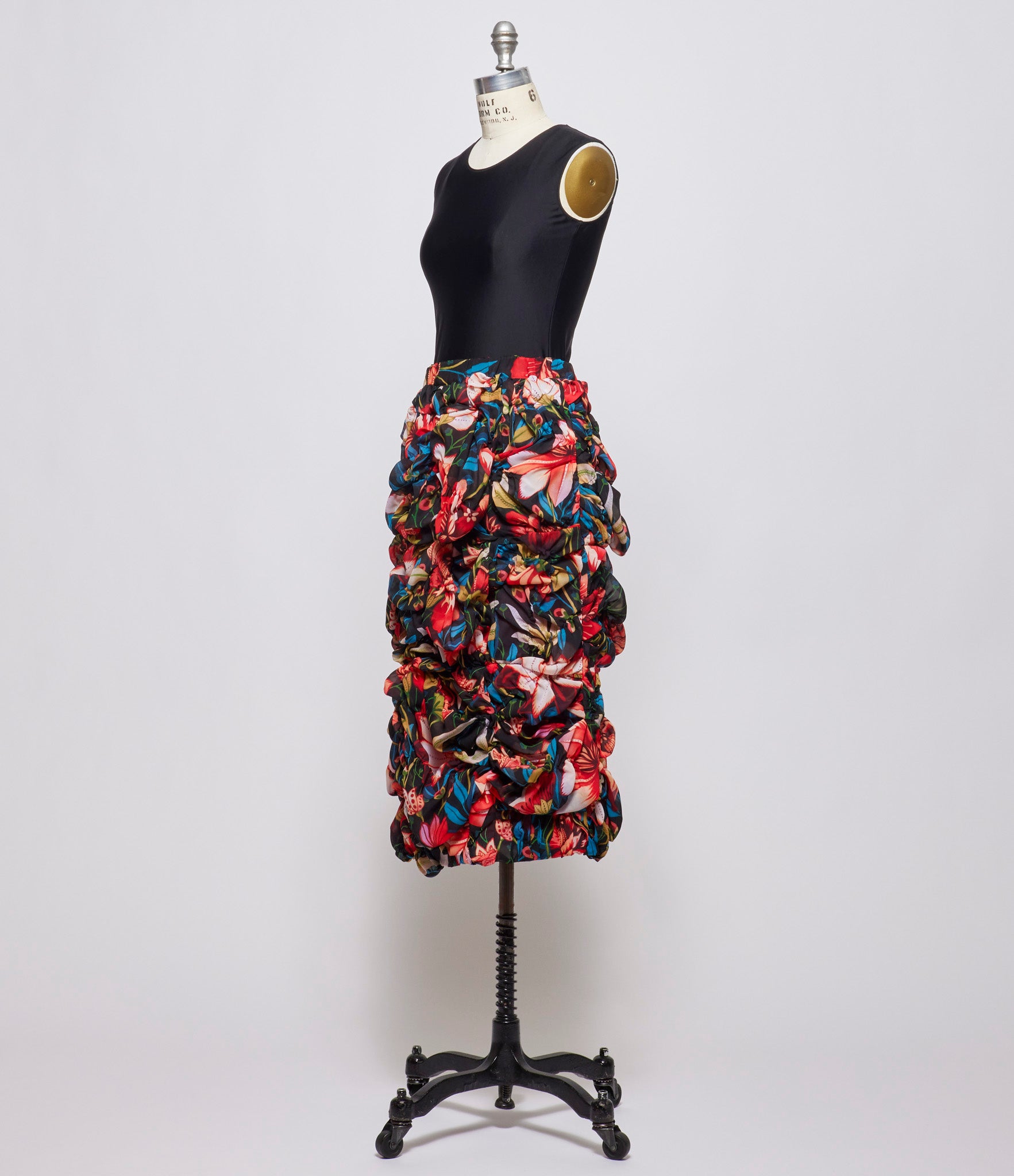 Comme Des Garcon Womens Ruched Floral Skirt