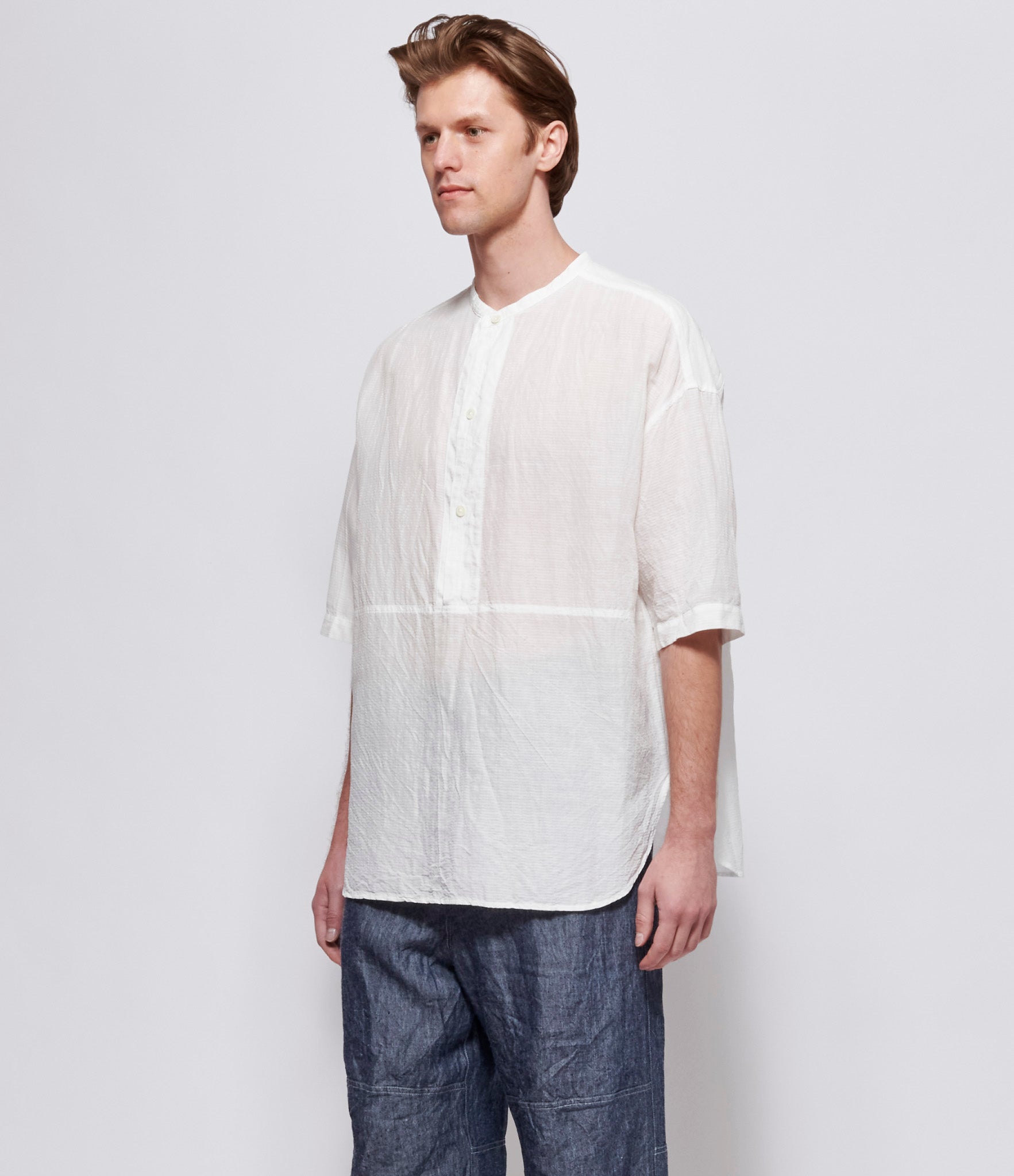 Forme d'Expression Mens White Serafino Half Sleeved Shirt