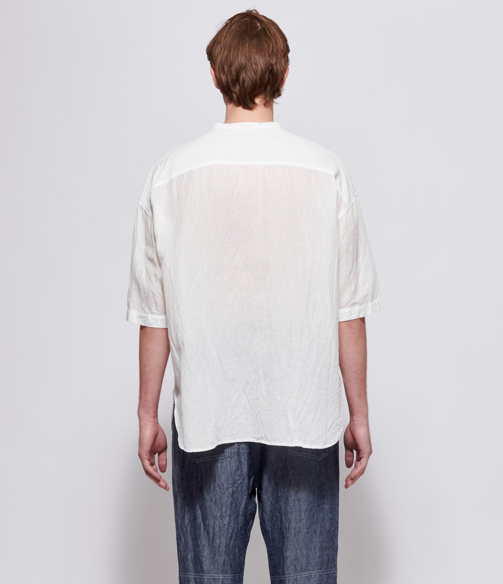 Forme d'Expression Mens White Serafino Half Sleeved Shirt