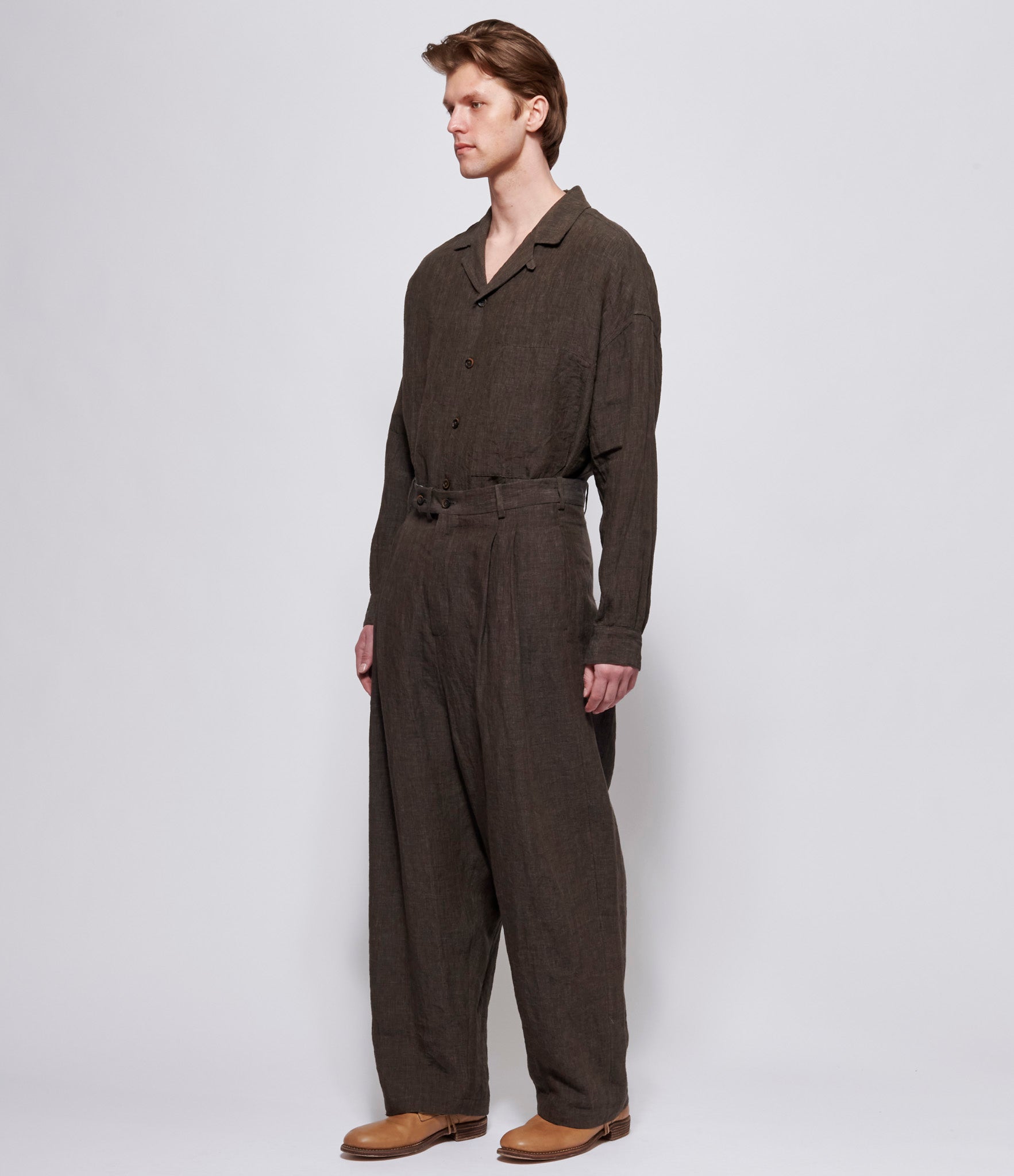 Forme d'Expression Mens Tobaco 2 Tucked Wide Leg Pants