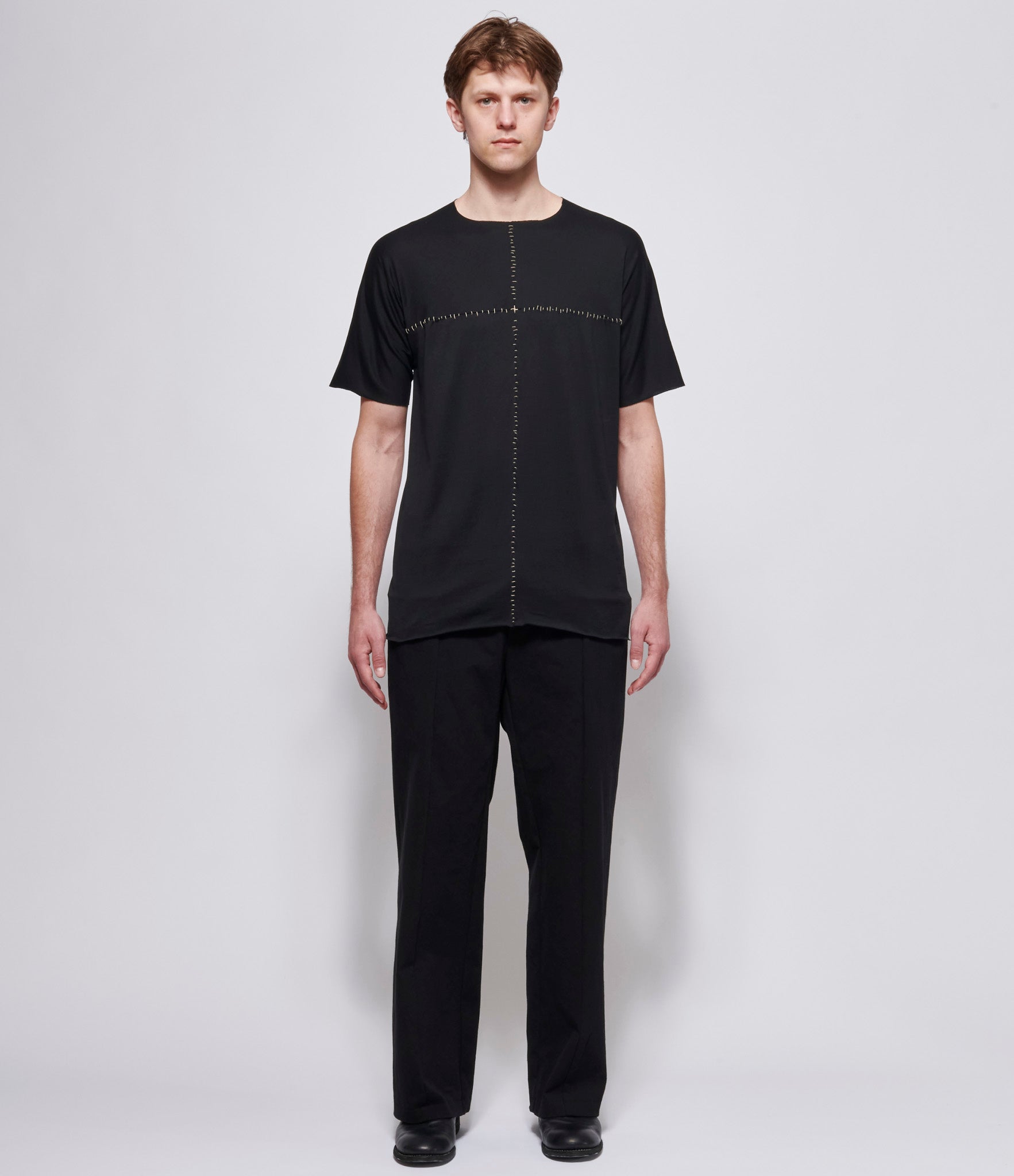 m.a+ Mens Black Hand Stitched One Piece Short Sleeve