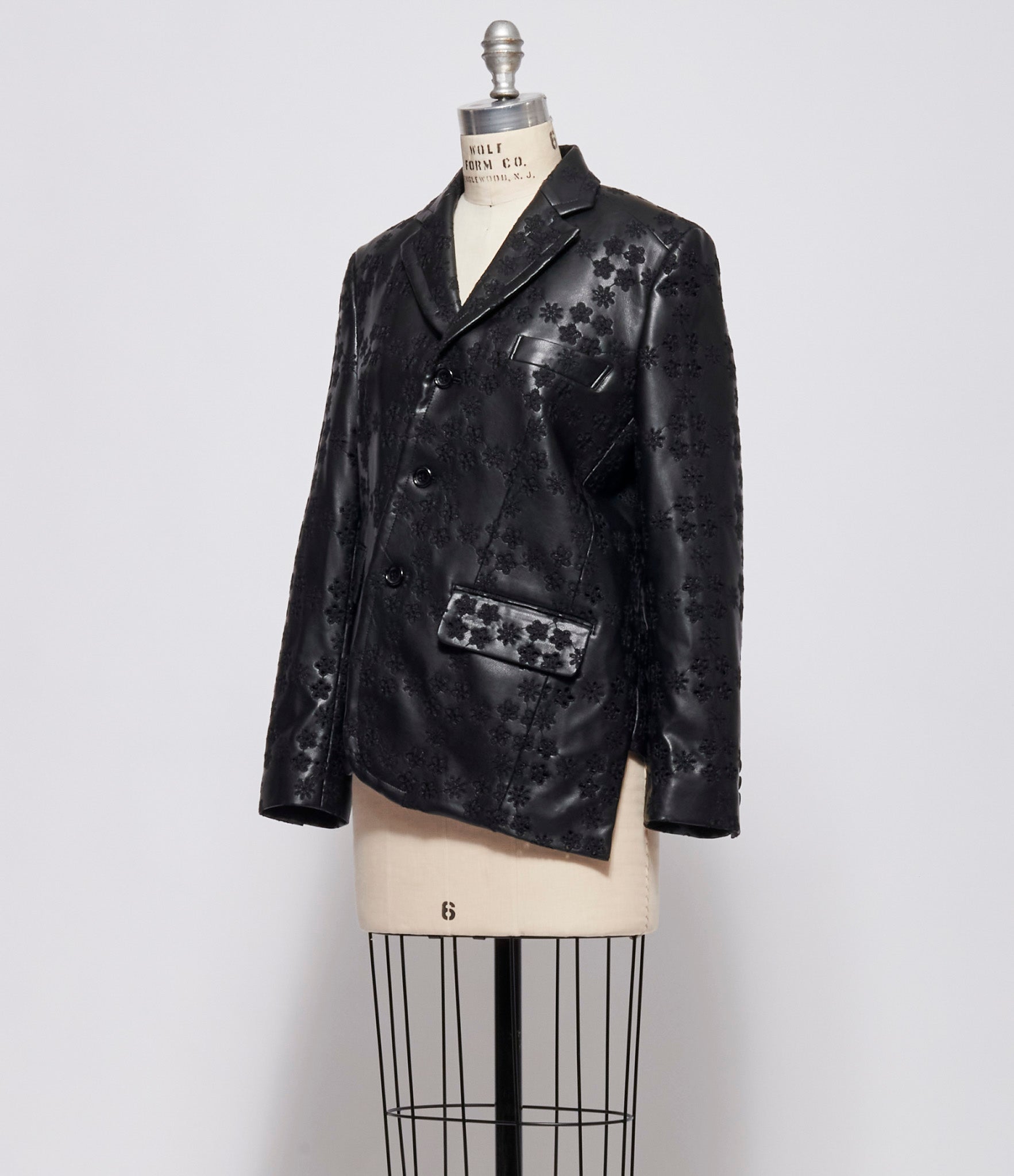 Comme Des Garcon Womens Faux Leather Embroidered Blazer