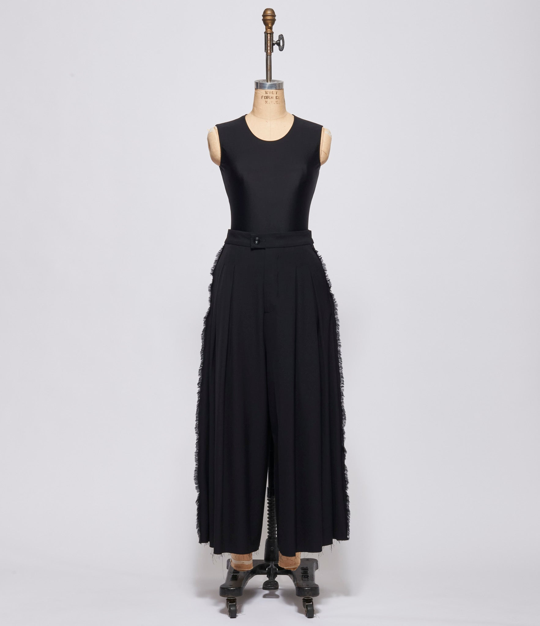 A Tentative Atelier Women Black Flared Pleat Striped Pants