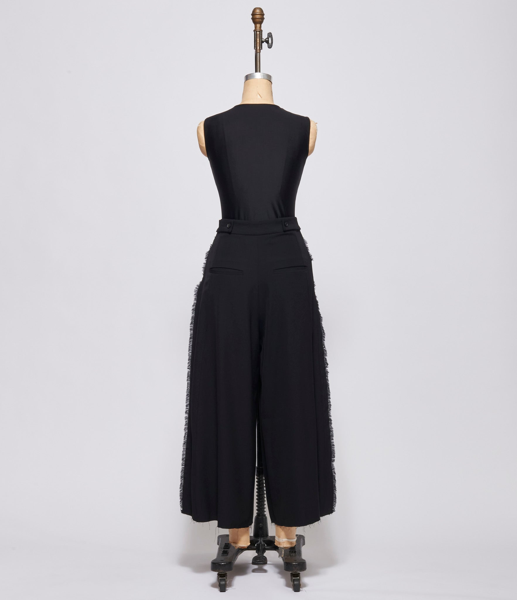 A Tentative Atelier Women Black Flared Pleat Striped Pants