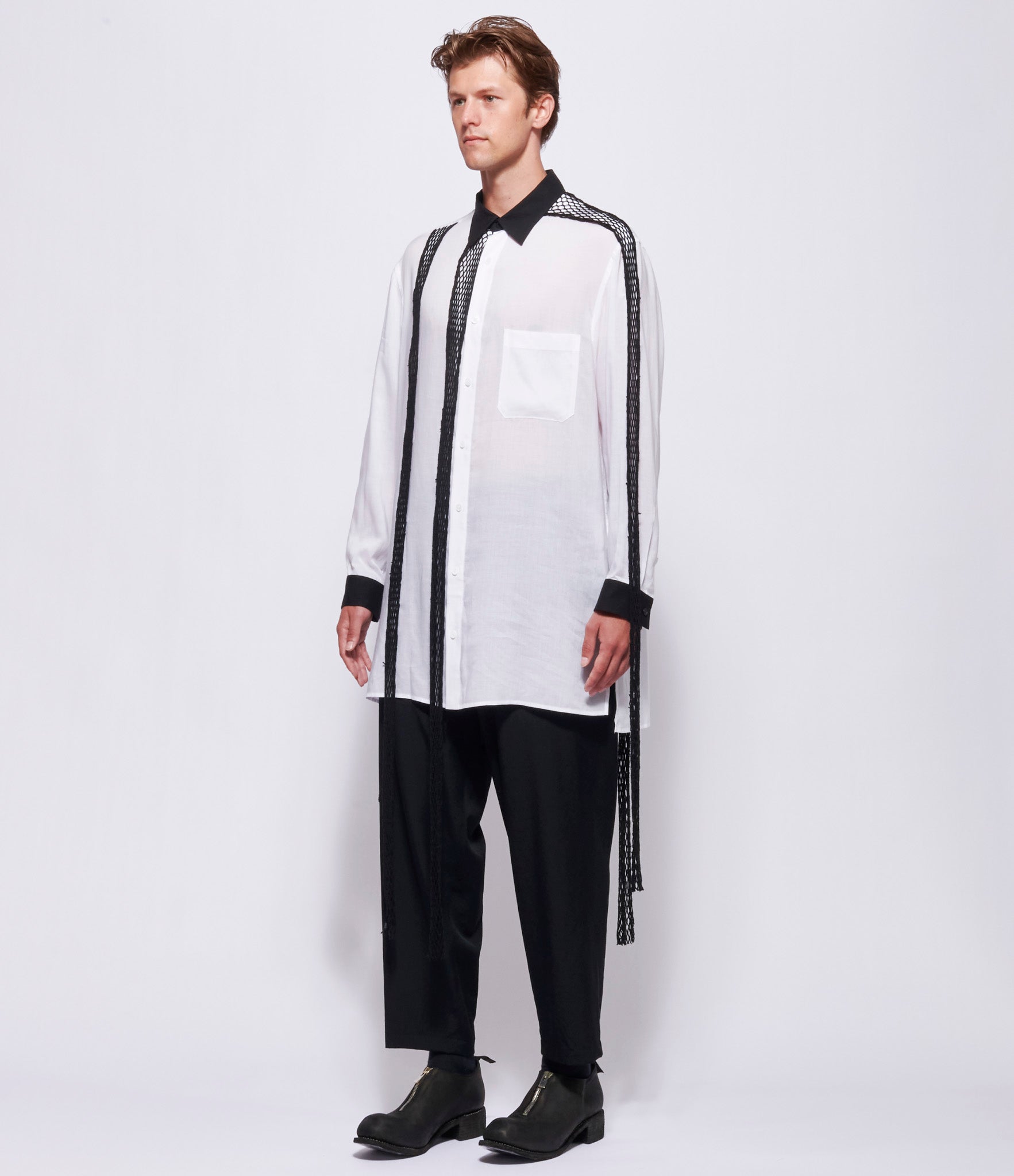 Yohji Yamamoto Pour Homme R-Black Mesh Shirt