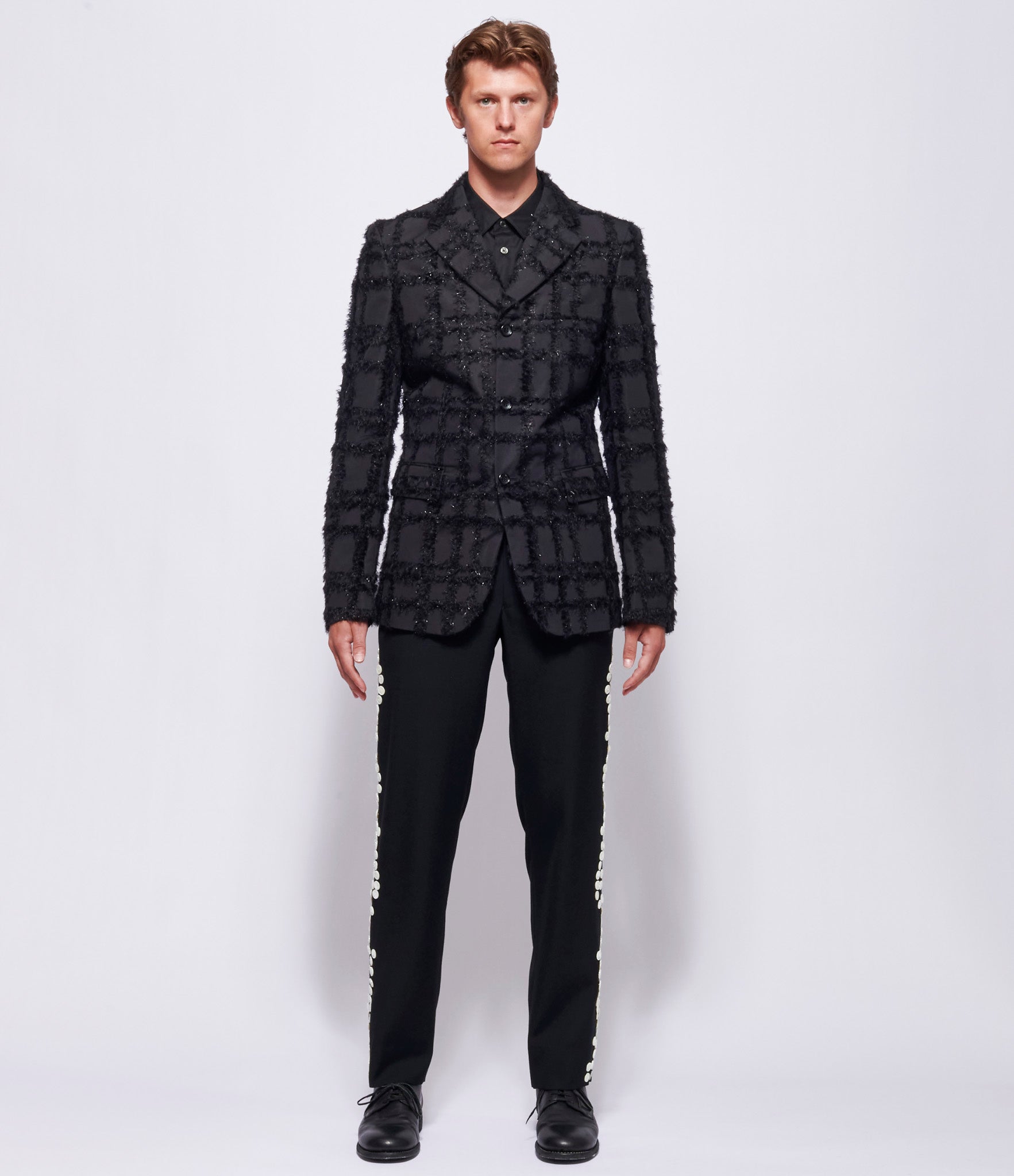 Comme Des Garcons Homme Plus Faux Fur Textured Plaid Jacket