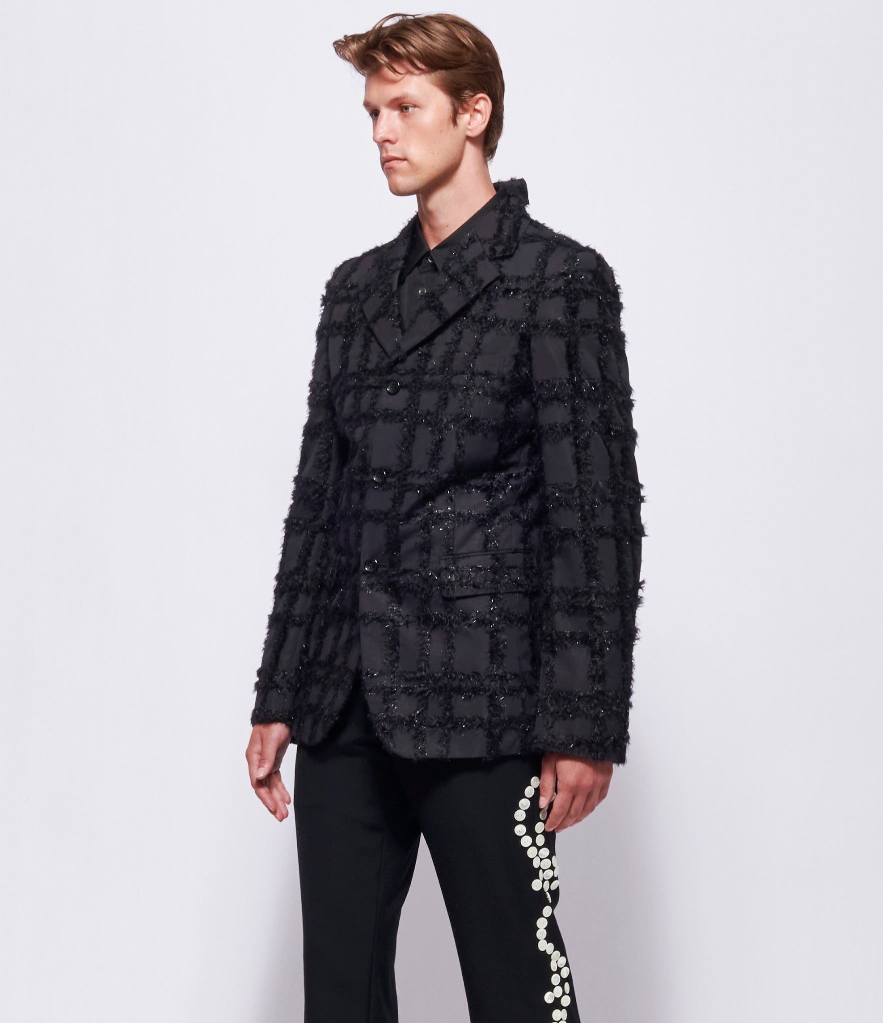 Comme Des Garcons Homme Plus Faux Fur Textured Plaid Jacket