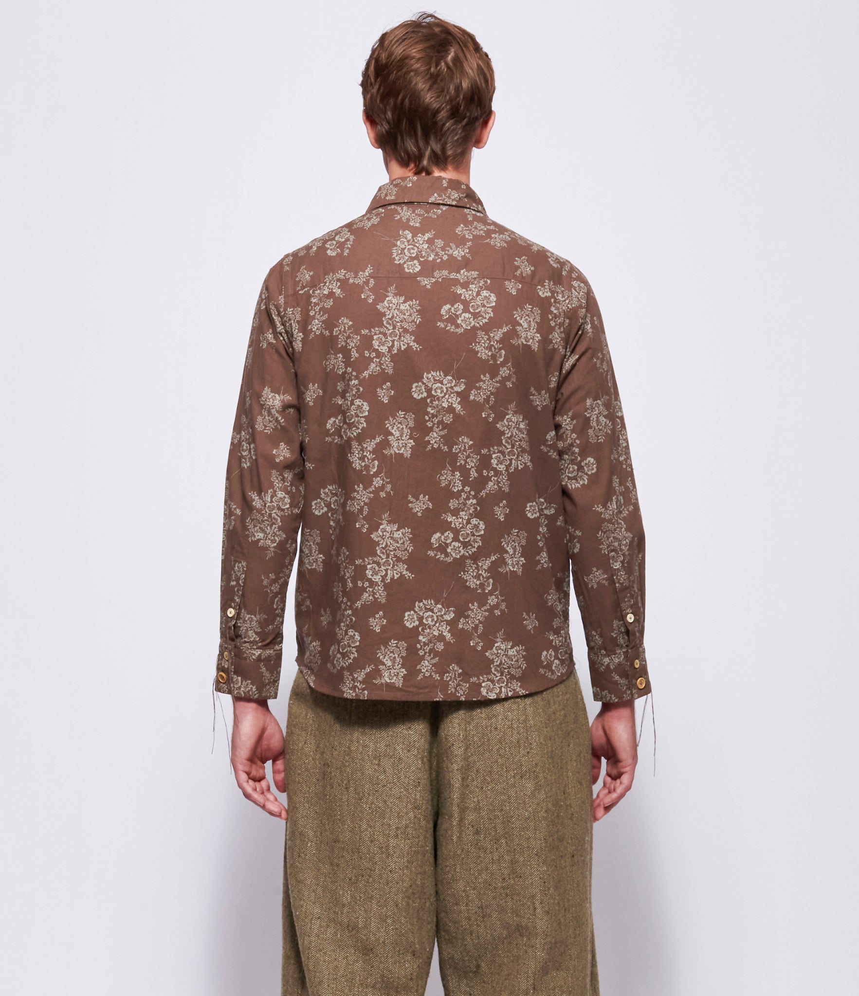 A Tentative Atelier Men Alvin Brown Floral (Natural Dyed) Alvin Shirt