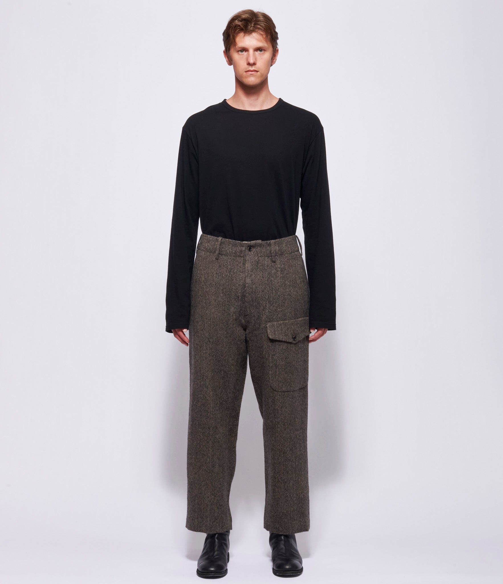 Uma Wang Mens Black/Tan Paxton Pants