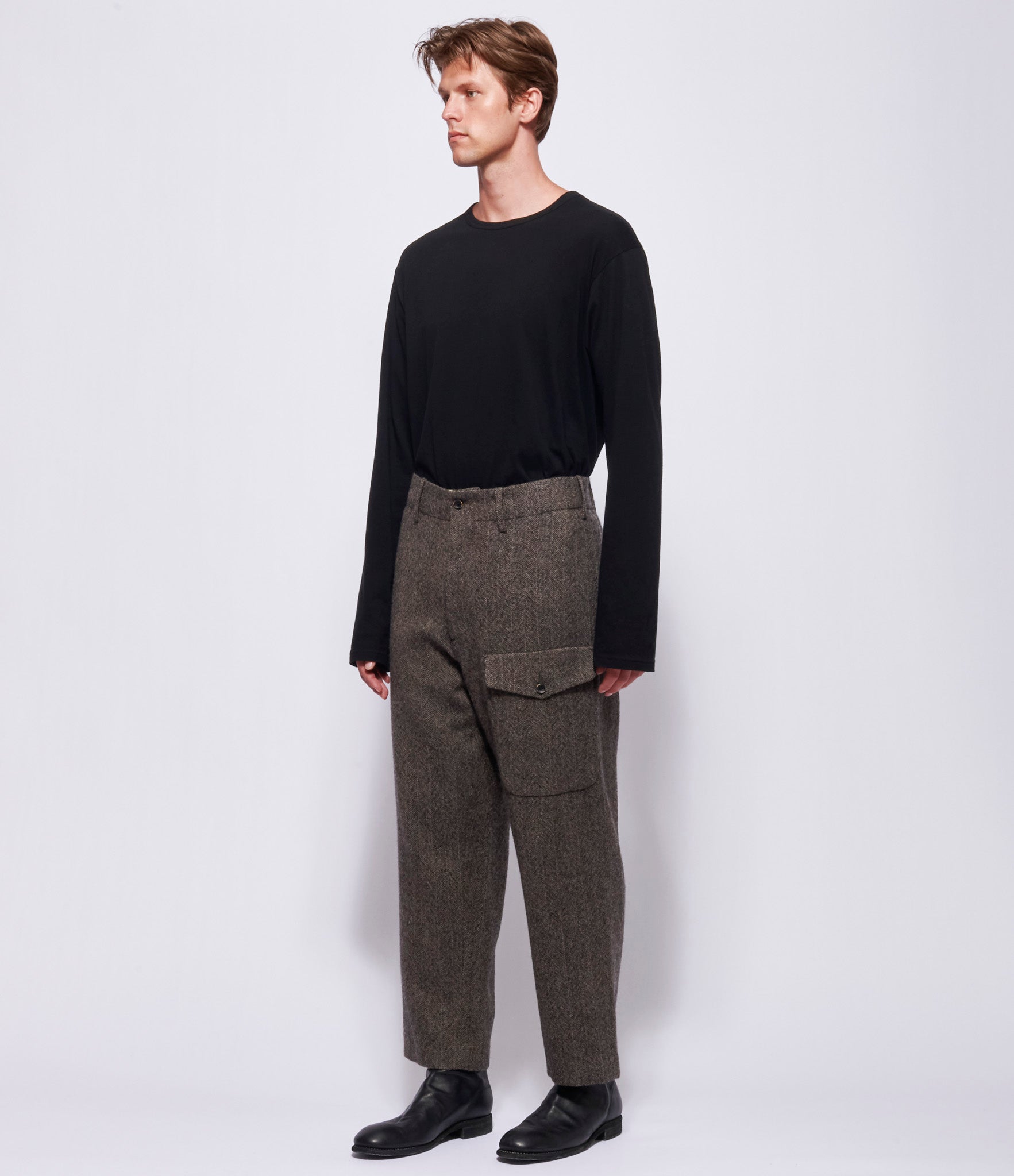 Uma Wang Mens Black/Tan Paxton Pants