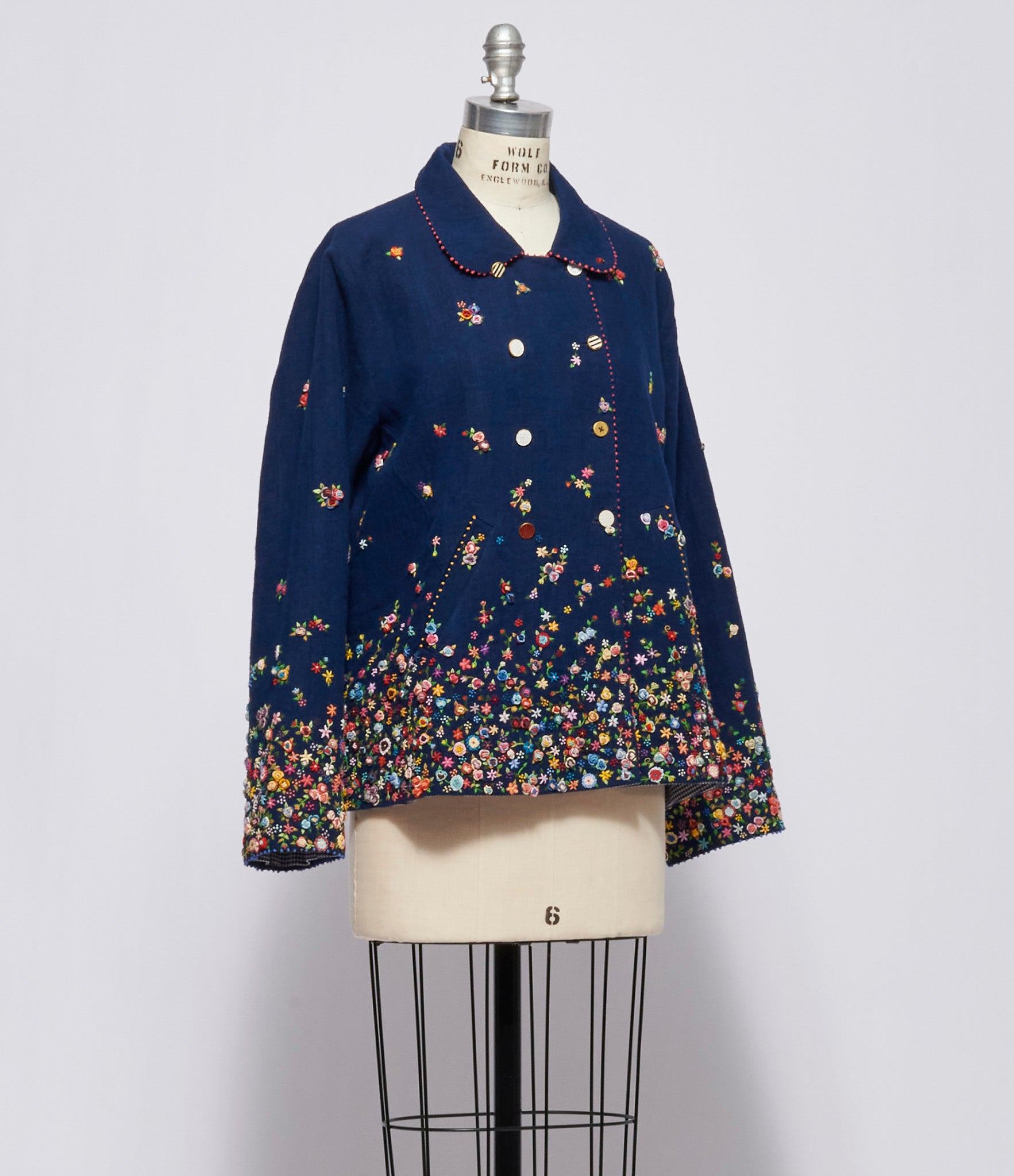 Pero Womens Navy Embroidered Jacket