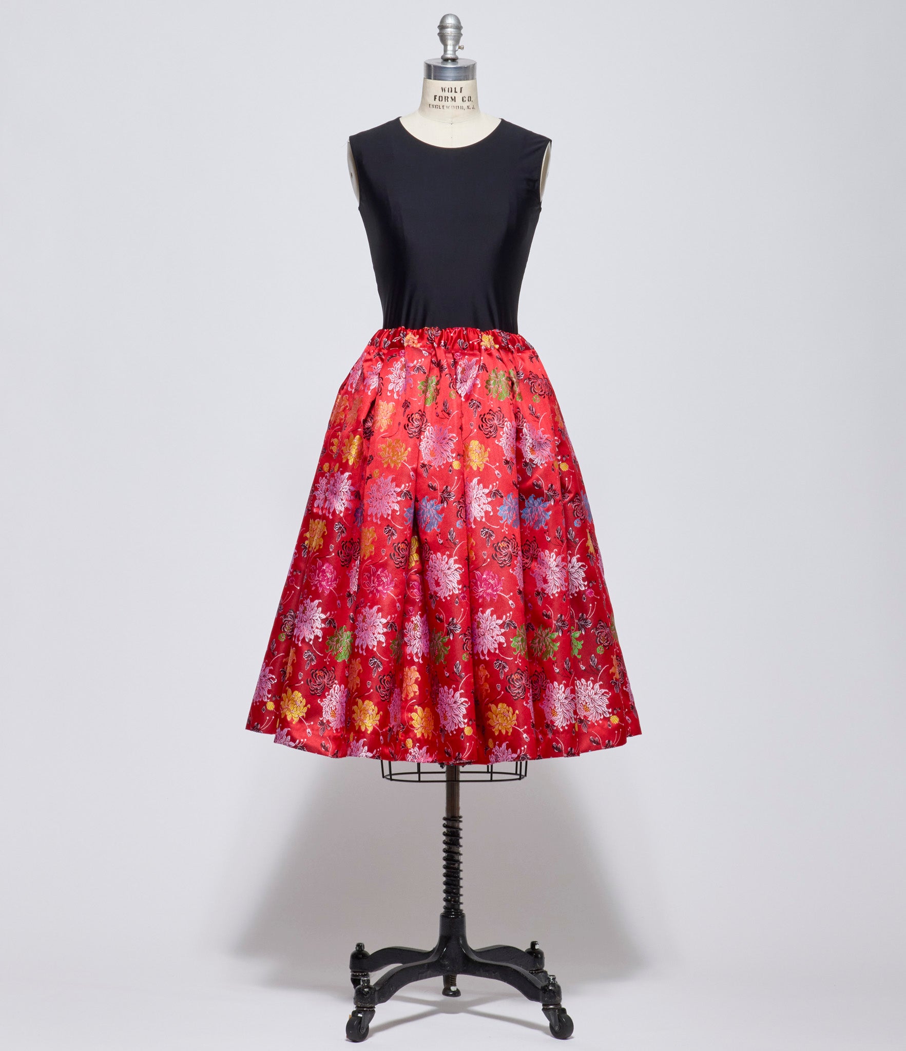 Comme Des Garcons Womens Red Floral Jacquard Skirt