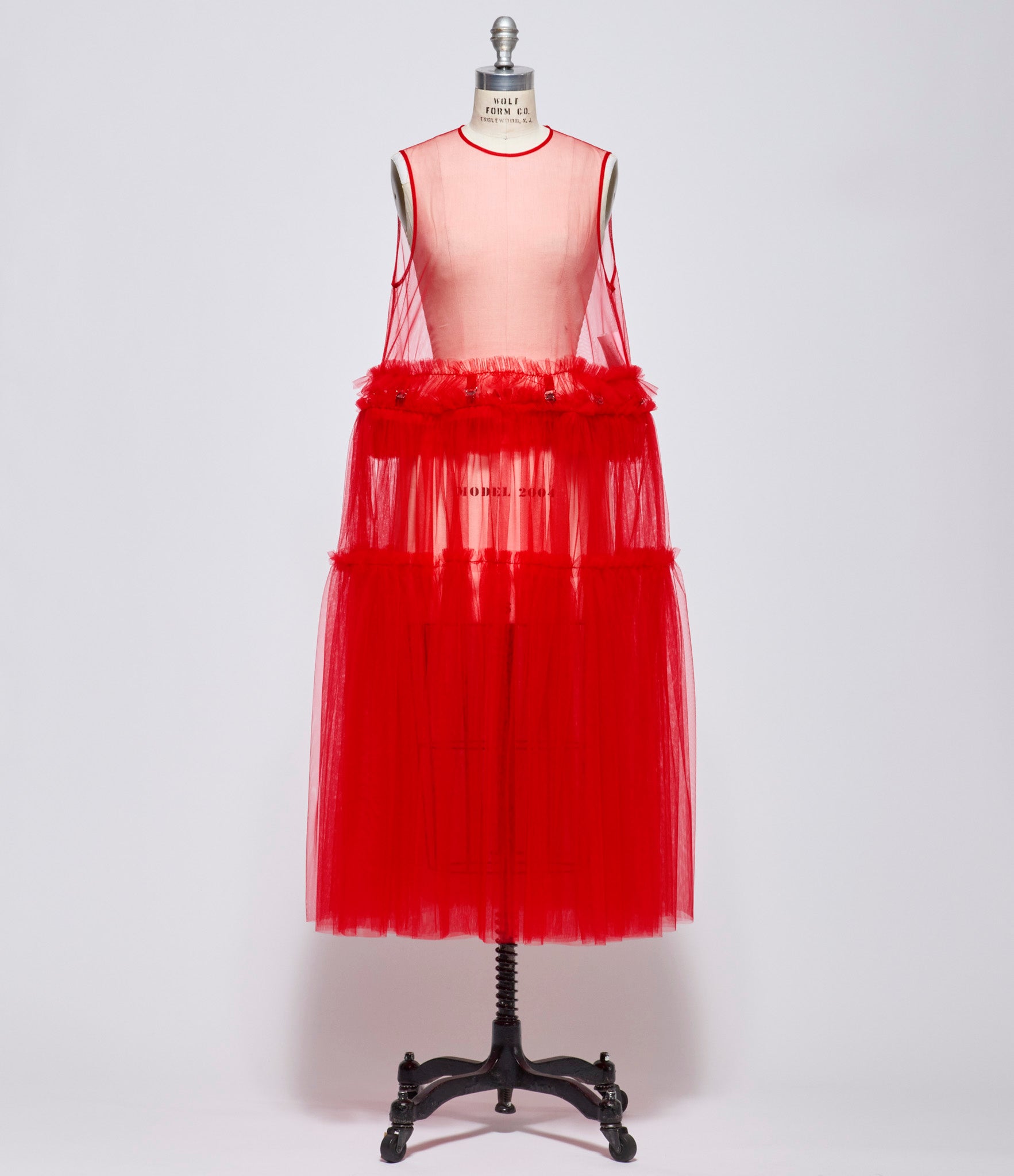 Noir Kei Ninomiya Comme Des Garcons Womens Red Tulle with Suspender Buckles Dress