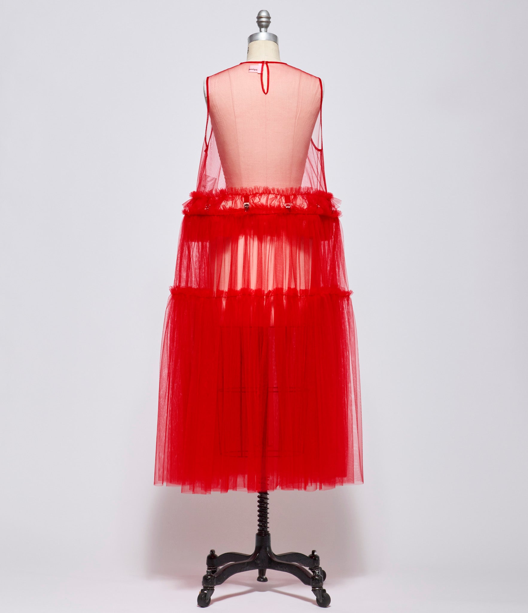 Noir Kei Ninomiya Comme Des Garcons Womens Red Tulle with Suspender Buckles Dress