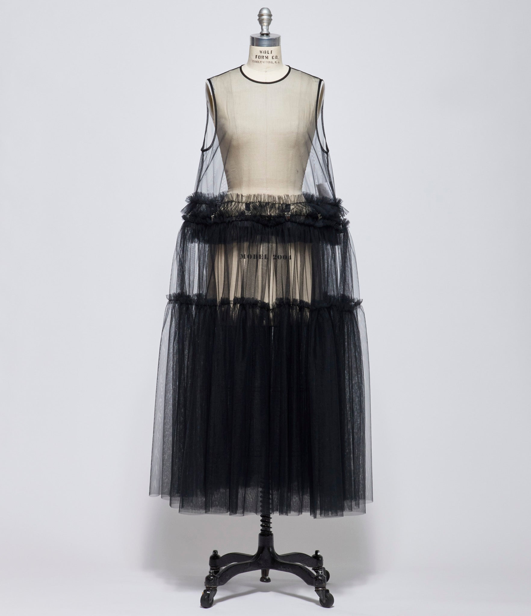 Noir Kei Ninomiya Comme Des Garcons Womens Black Tulle with Suspender Buckles Dress