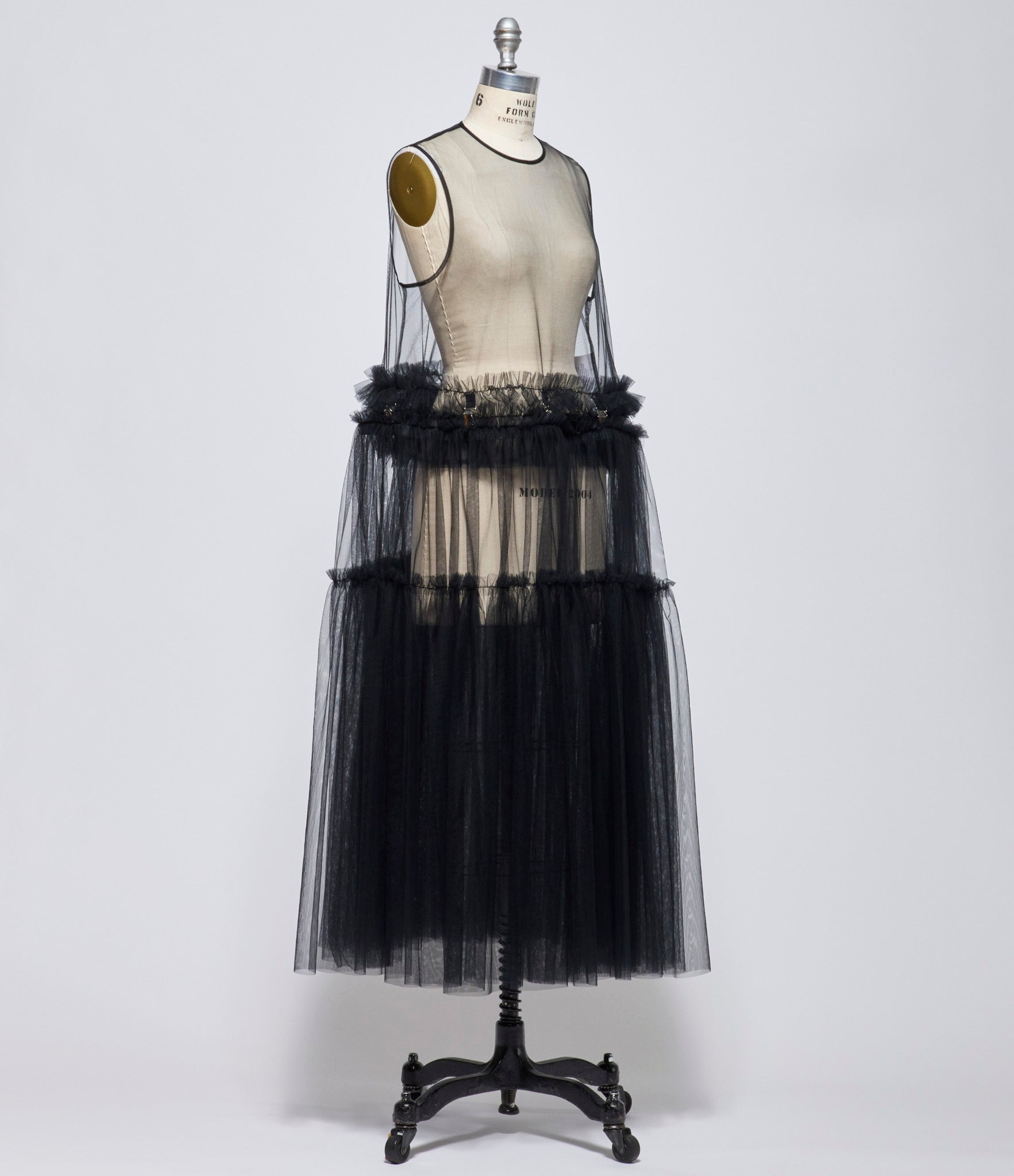 Noir Kei Ninomiya Comme Des Garcons Womens Black Tulle with Suspender Buckles Dress