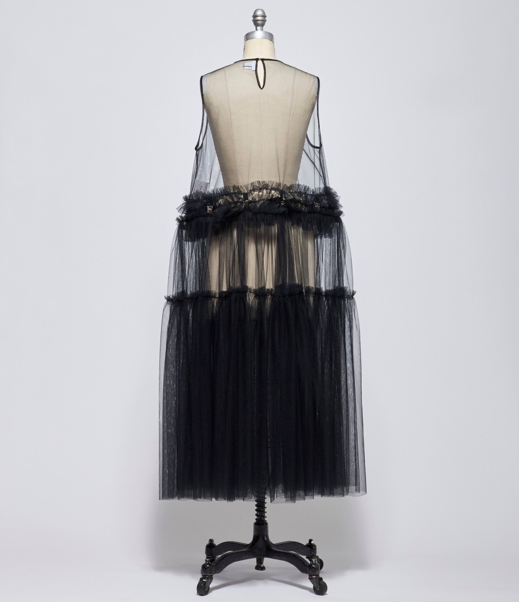 Noir Kei Ninomiya Comme Des Garcons Womens Black Tulle with Suspender Buckles Dress