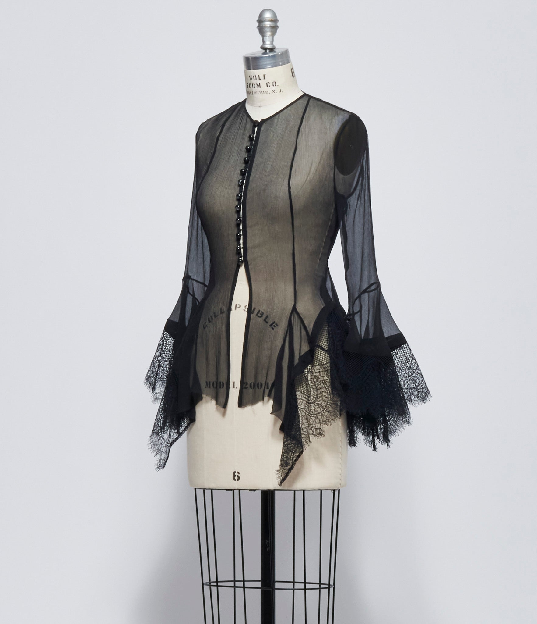 Ann Demeulemeester Womens Kristabel Fitted Handkerchief Shirt with Lace Borders
