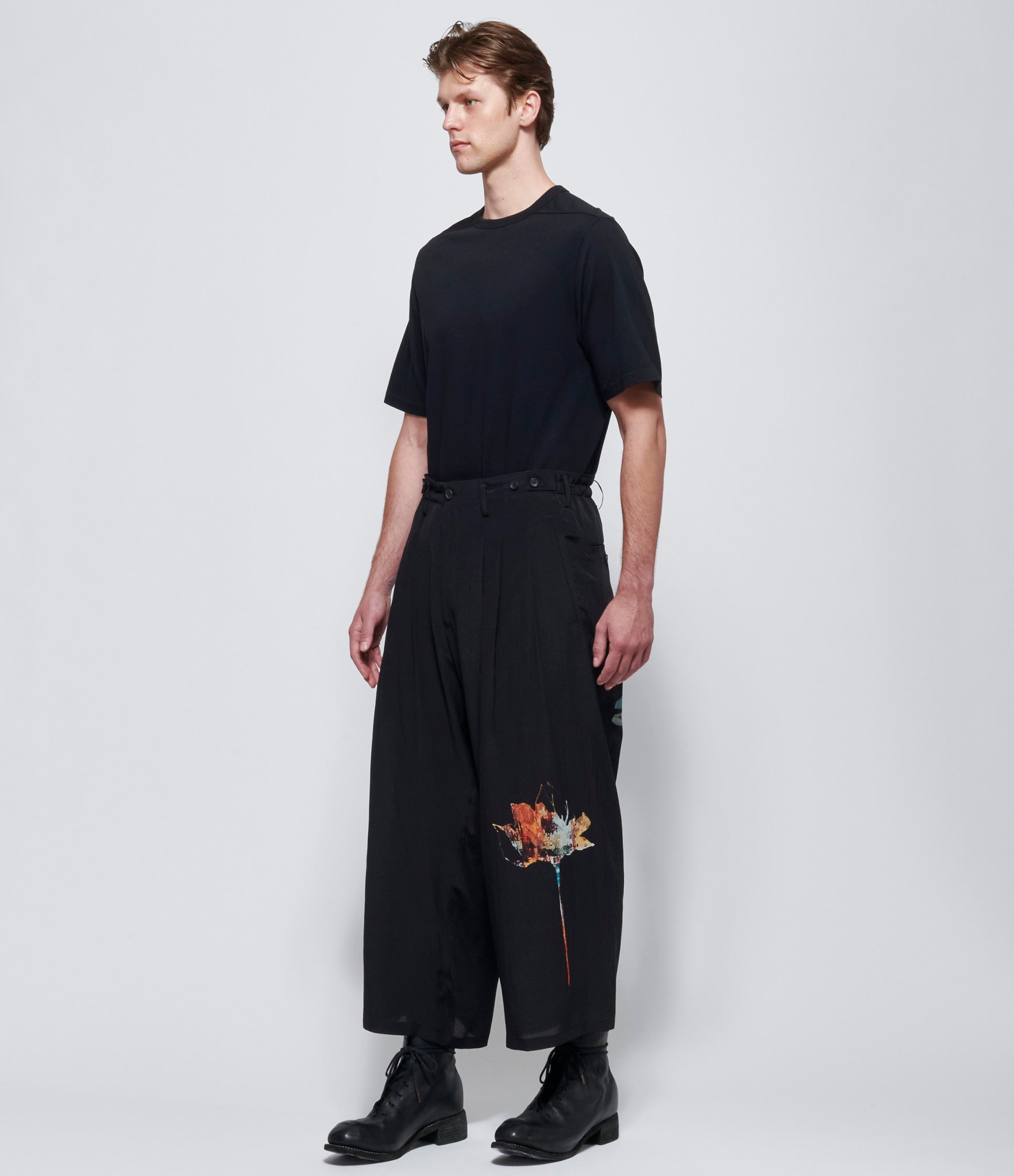 Yohji Yamamoto Pour Homme Floral Print Wide Pants