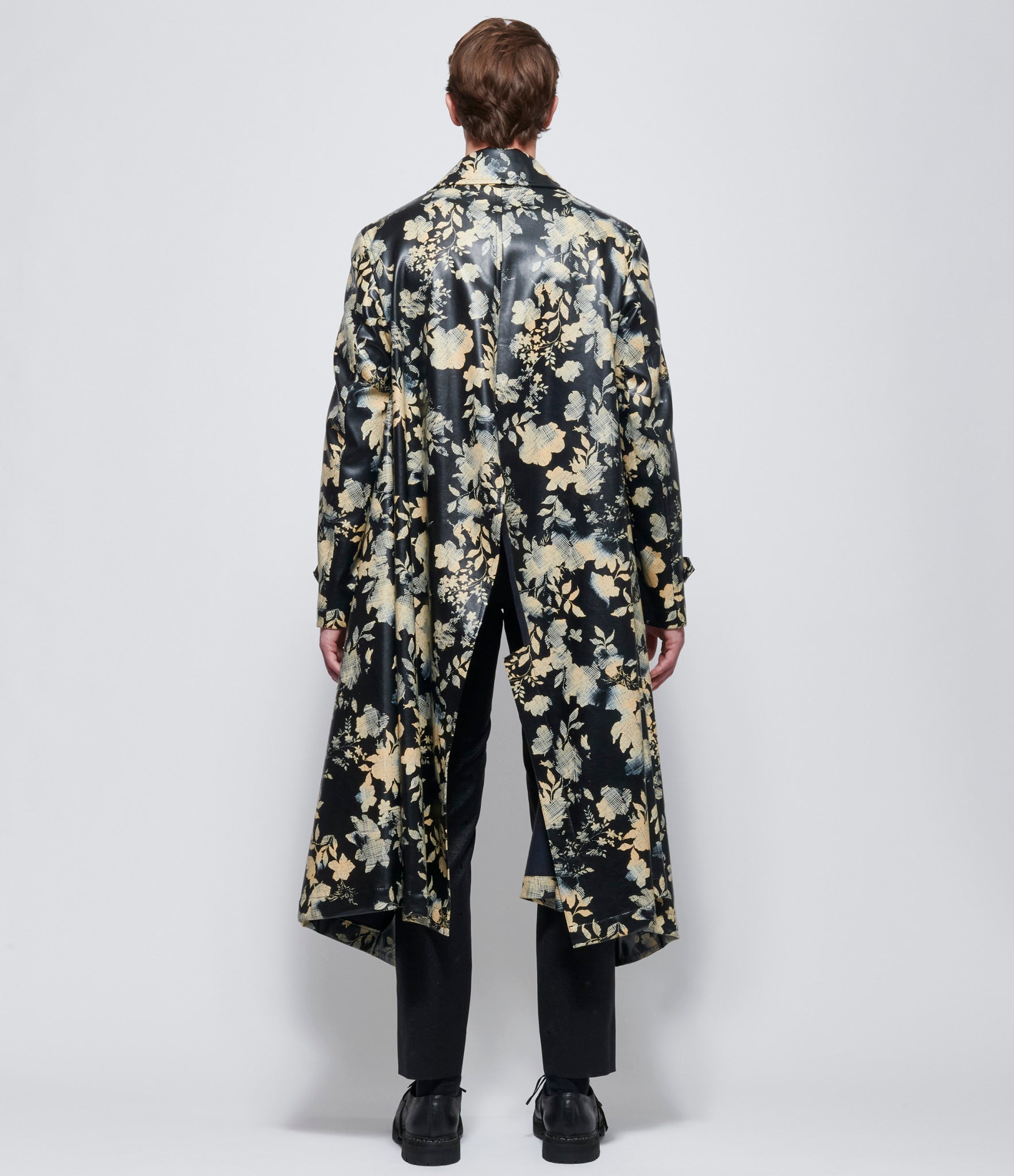Comme Des Garcons Homme Plus Faux Leather Floral Print Coat