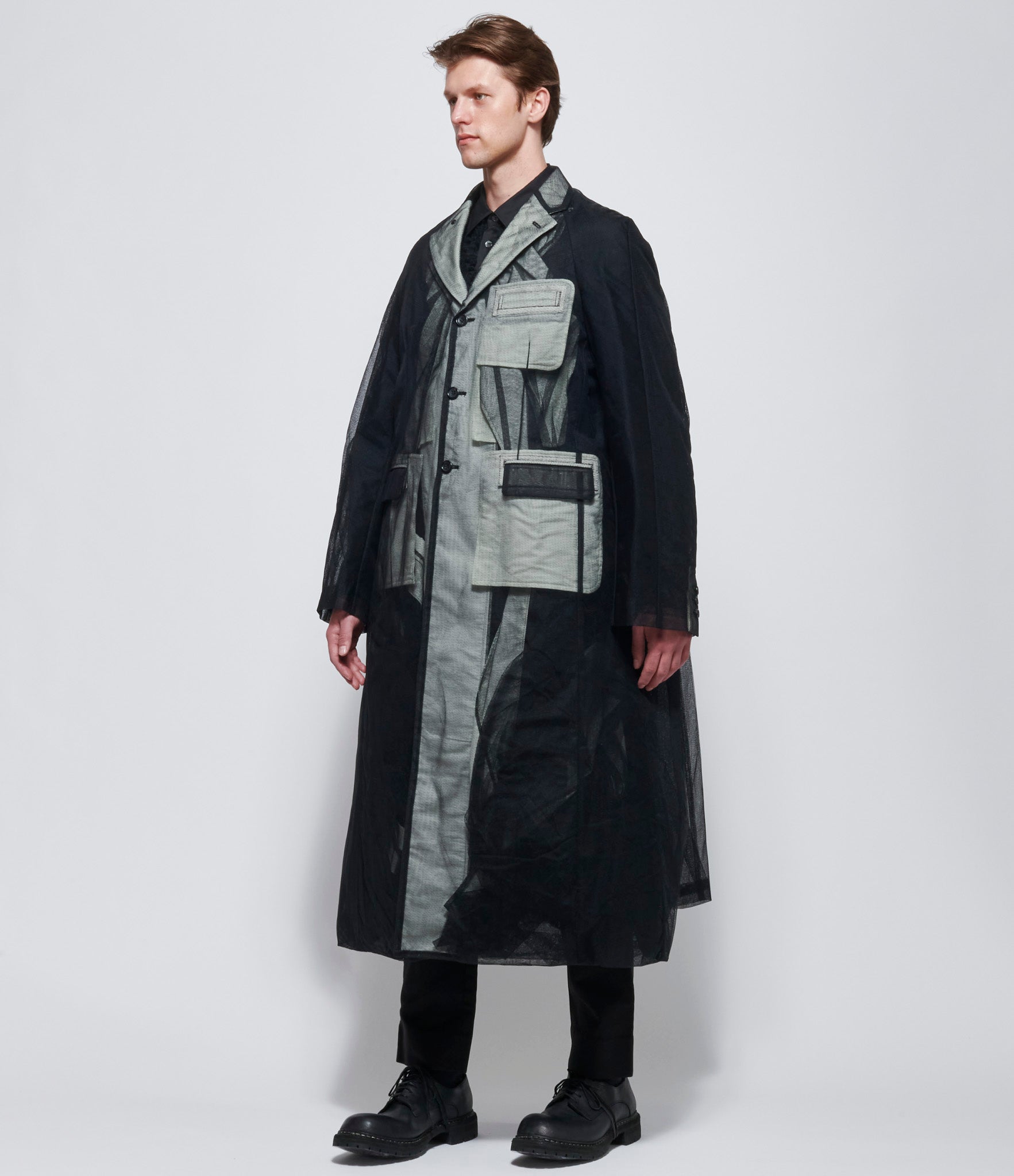 Comme Des Garcons Homme Plus Long Tulle Coat