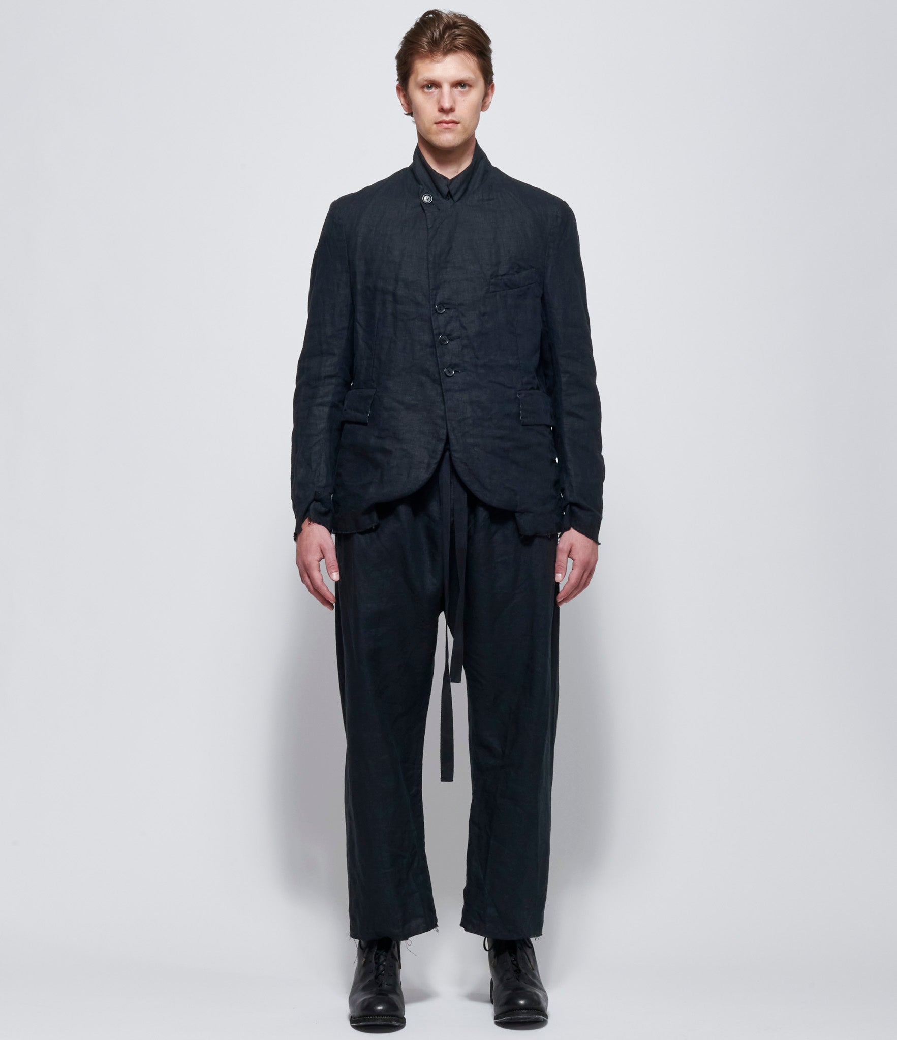 Elena Dawson Black Linen Drawstring Pocket Pants