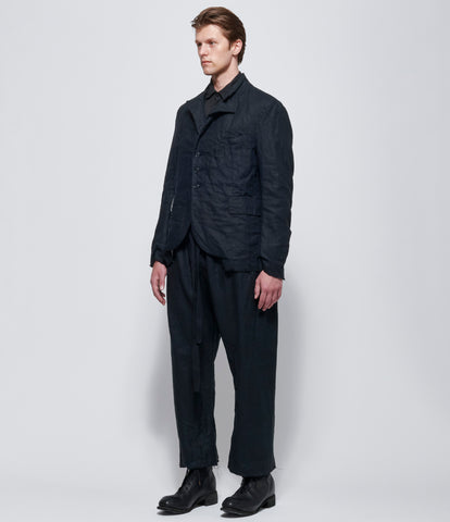 Elena Dawson Black Linen Drawstring Pocket Pants