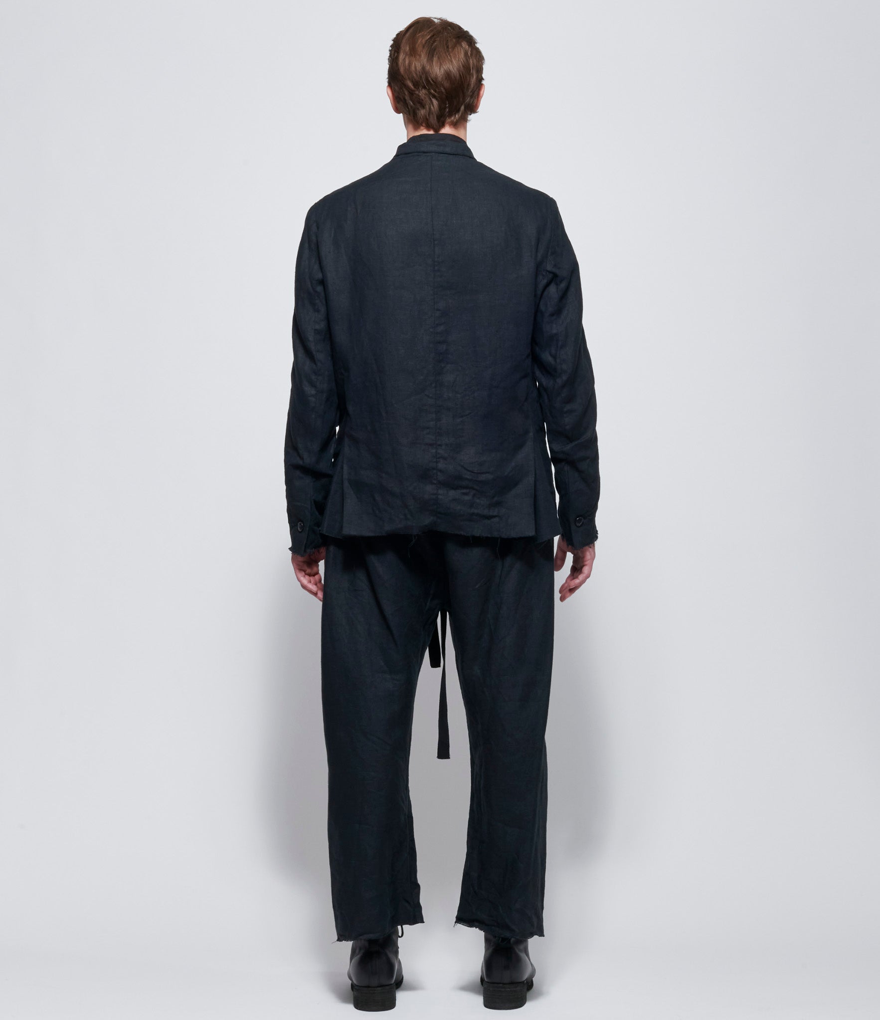 Elena Dawson Black Linen Drawstring Pocket Pants