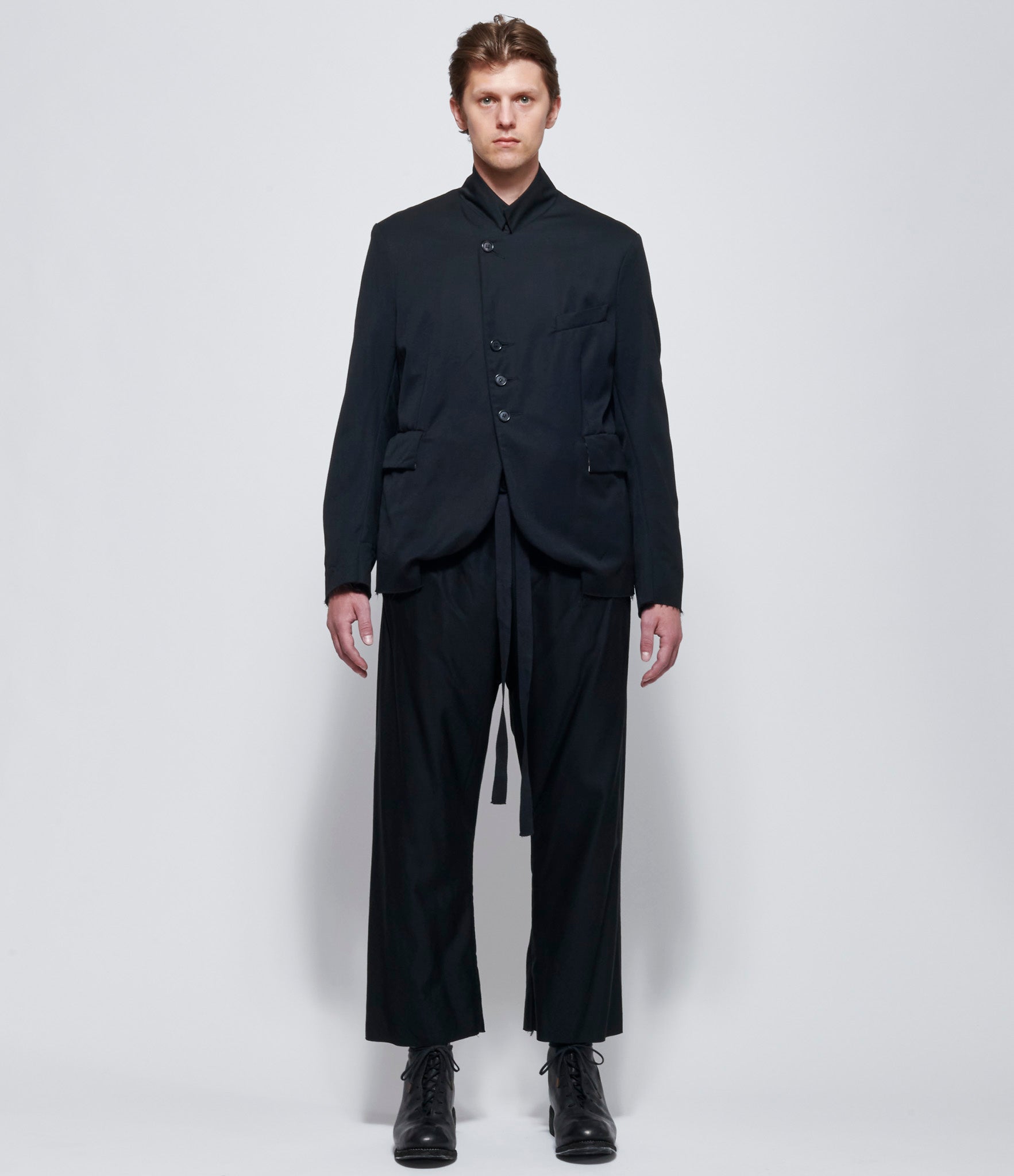 Elena Dawson Black Wool Medium Drawstring Pocket Lined Pants