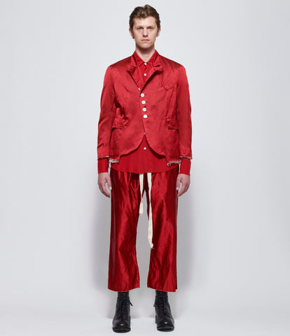 Elena Dawson Scarlet Silk Satin Heavy 8X Short Peak Blazer