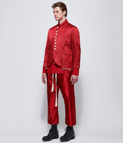 Elena Dawson Red Satin Heavy Drawstring Pocket Pants