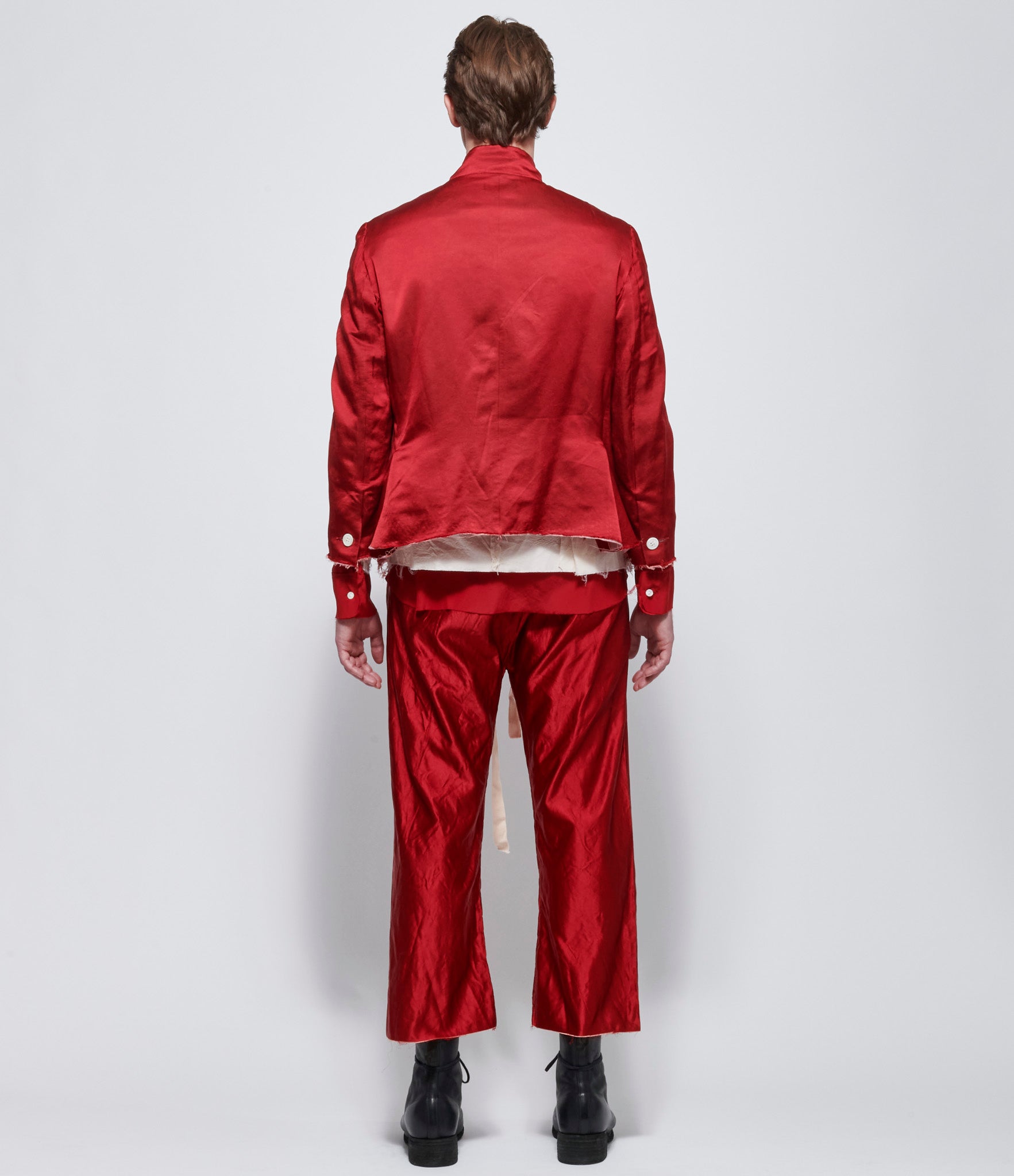 Elena Dawson Red Satin Heavy Drawstring Pocket Pants