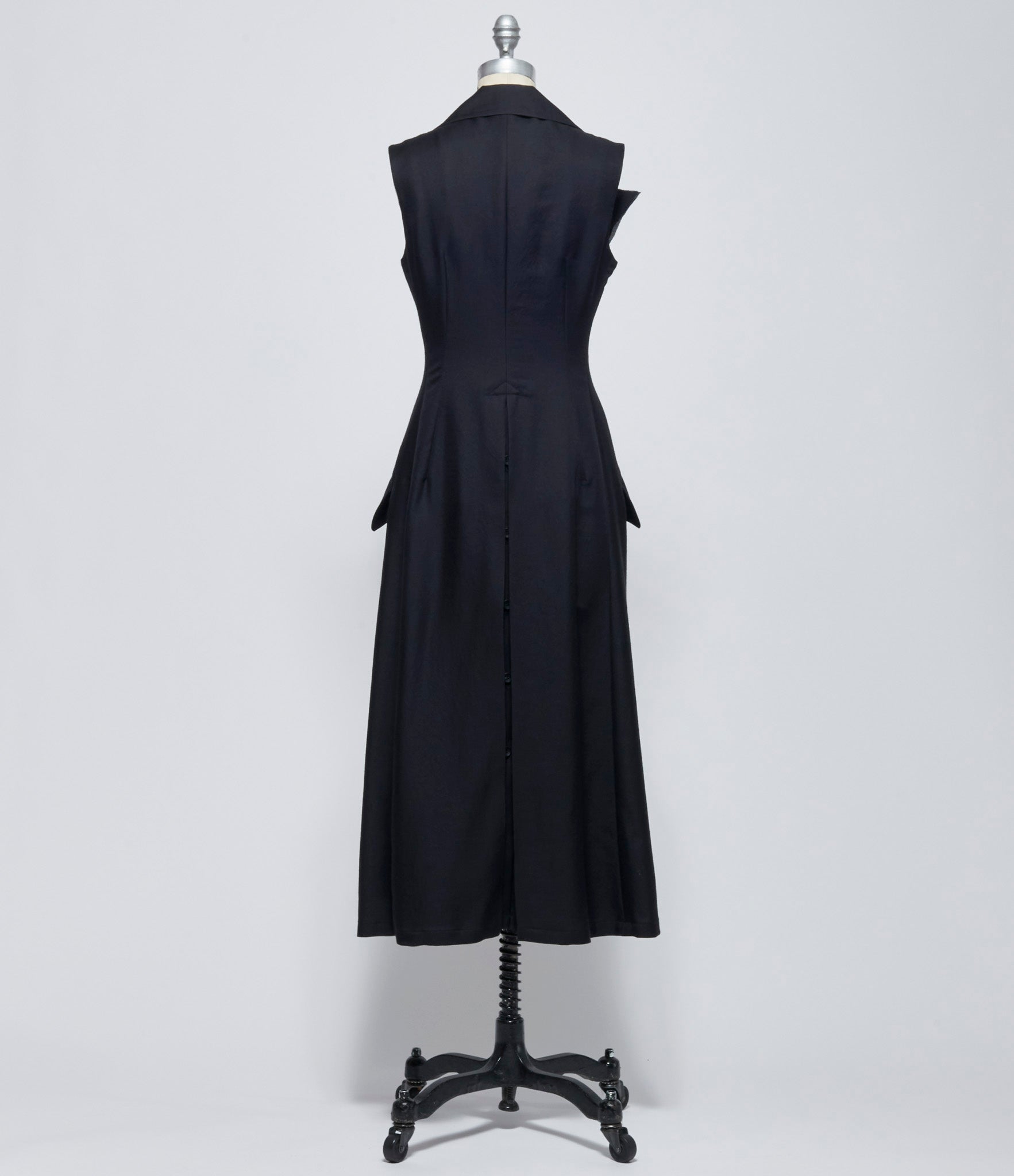 Yohji Yamamoto Womens Black Front Draped Sleeveless Dress