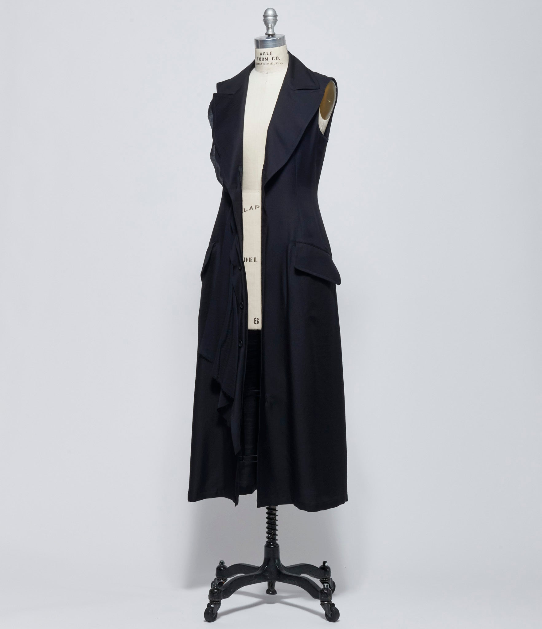 Yohji Yamamoto Womens Black Front Draped Sleeveless Dress