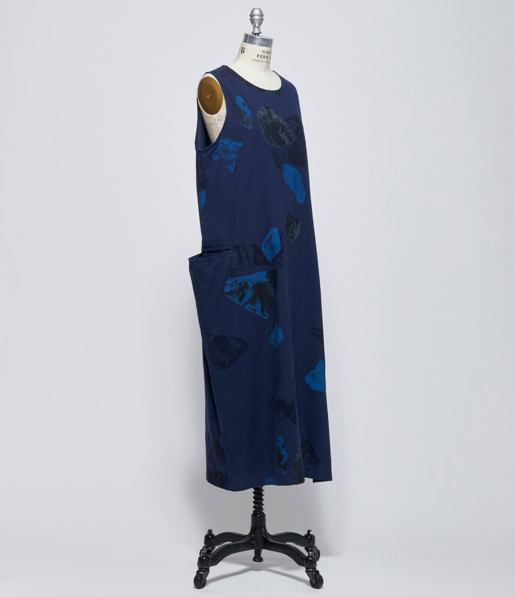 Y's Womens Navy O-Sleeveless Right S Piping Dress