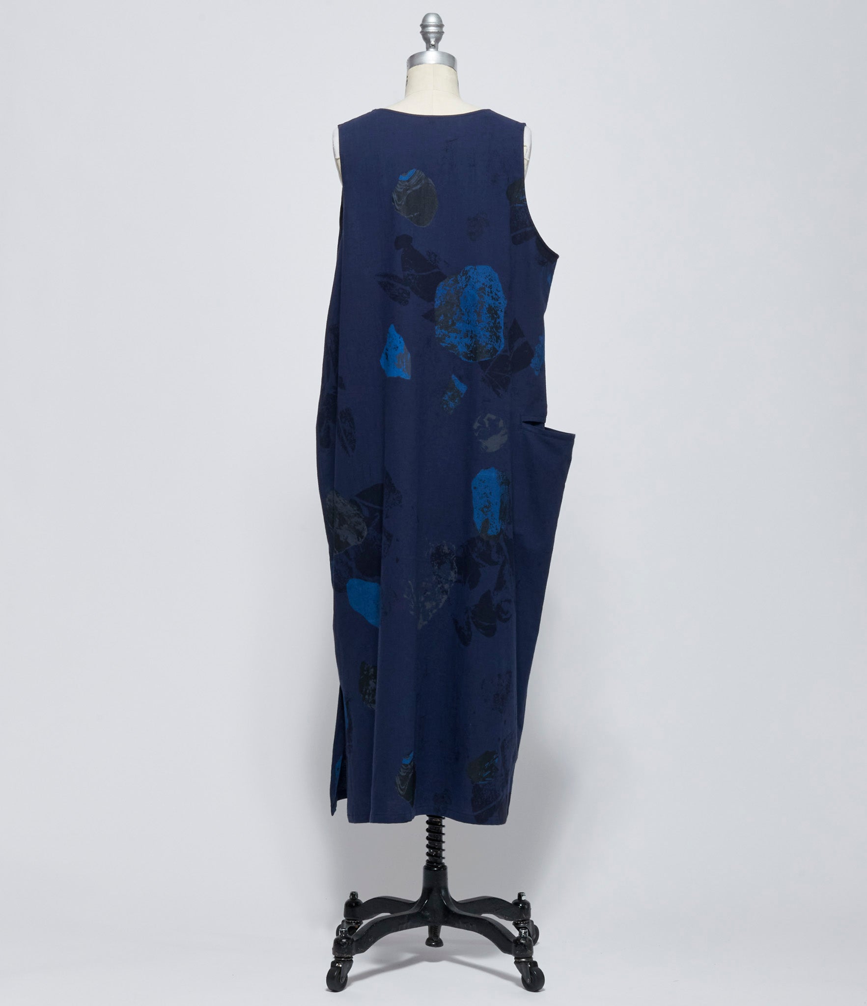 Y's Womens Navy O-Sleeveless Right S Piping Dress