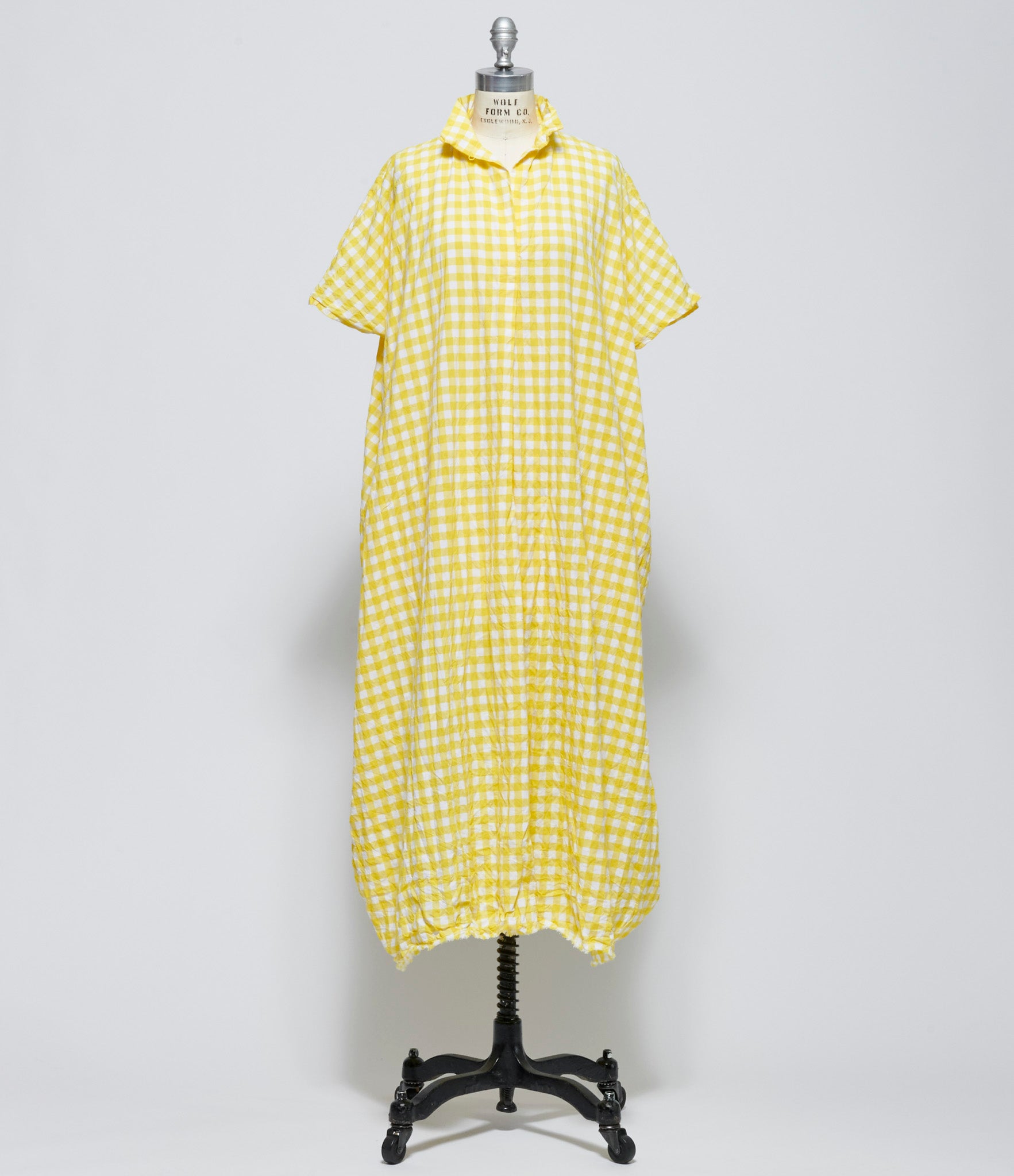 Daniela Gregis Womens Abito Dress 20.07.06 Machina Lavata Quadro 1cm Bianco Giallo Sole